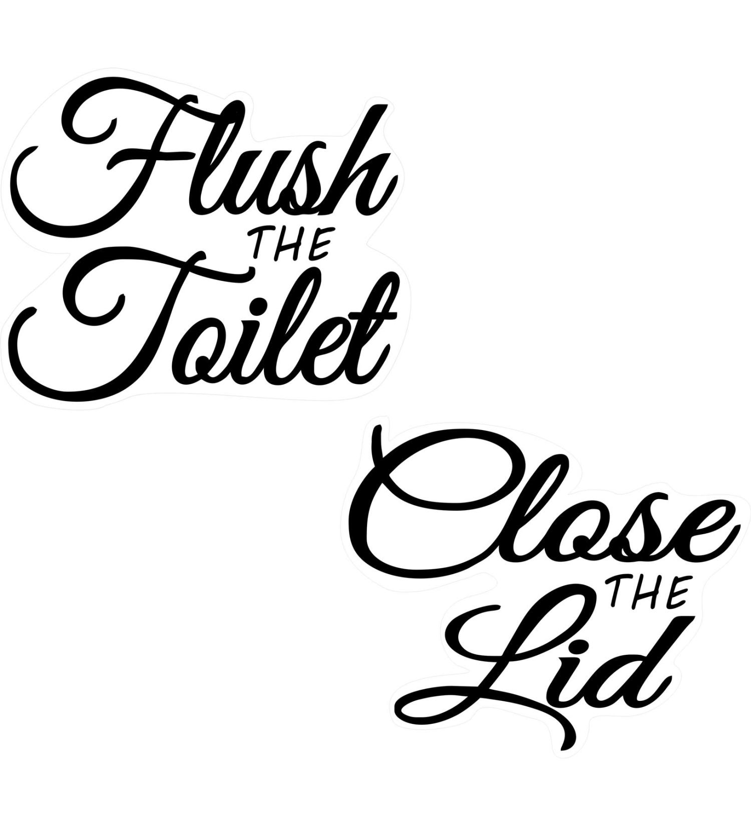 Die-Cut No Background Letters On Clear Adhesive Vinyl - Flush The Toilet & Close The Lid - (2 Pack) 152.4mm X 127mm Funny Fun Learning Educational Bathroom Washroom Transparent Vinyl Sticker Decal Label - Buy Online on GoSupps.com