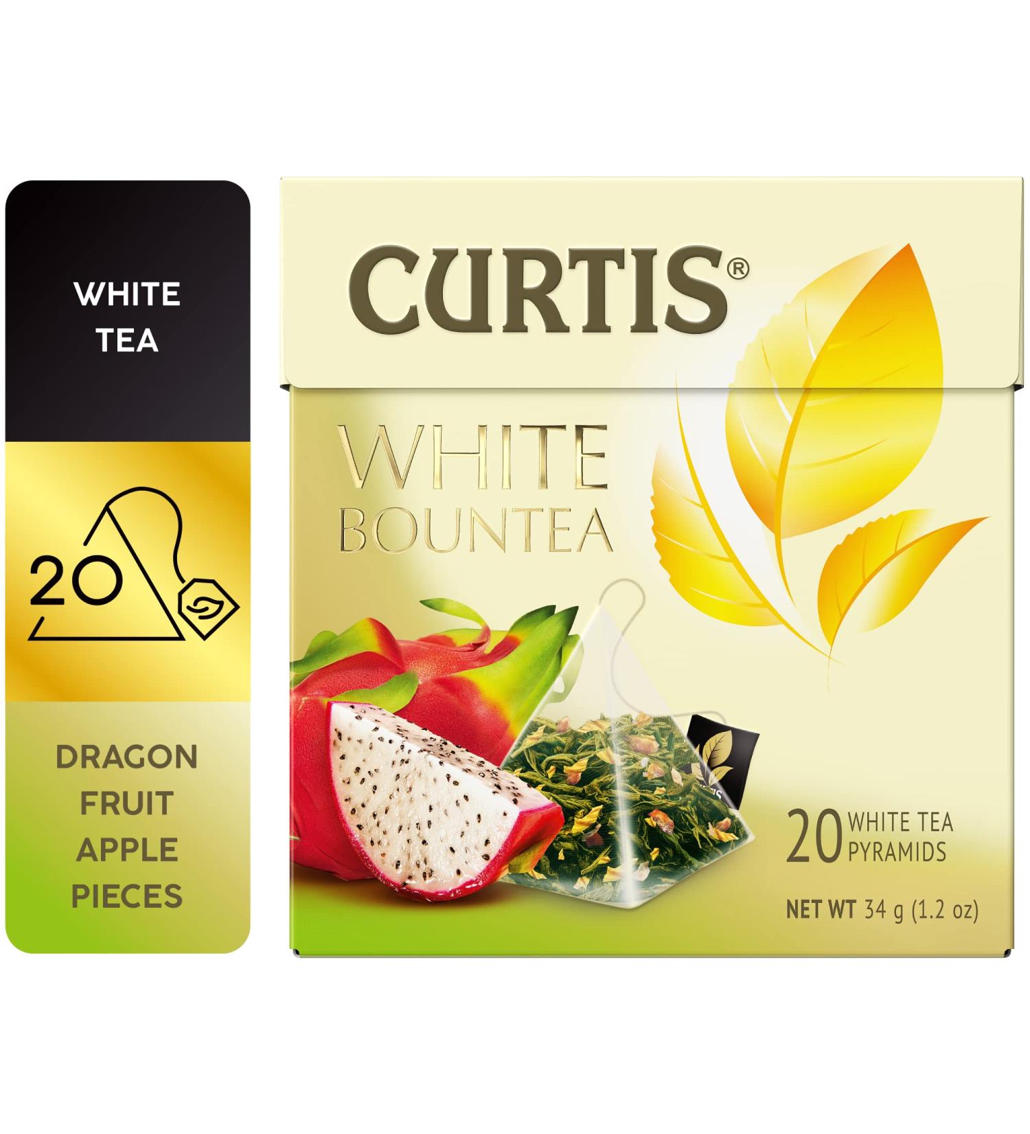 Curtis Green Tea Premier Chinese Green Tea Blended with Exotic Fruits 20 Individual Mesh Pyramids WHITE BOUNTEA - Buy Online on GoSupps.com