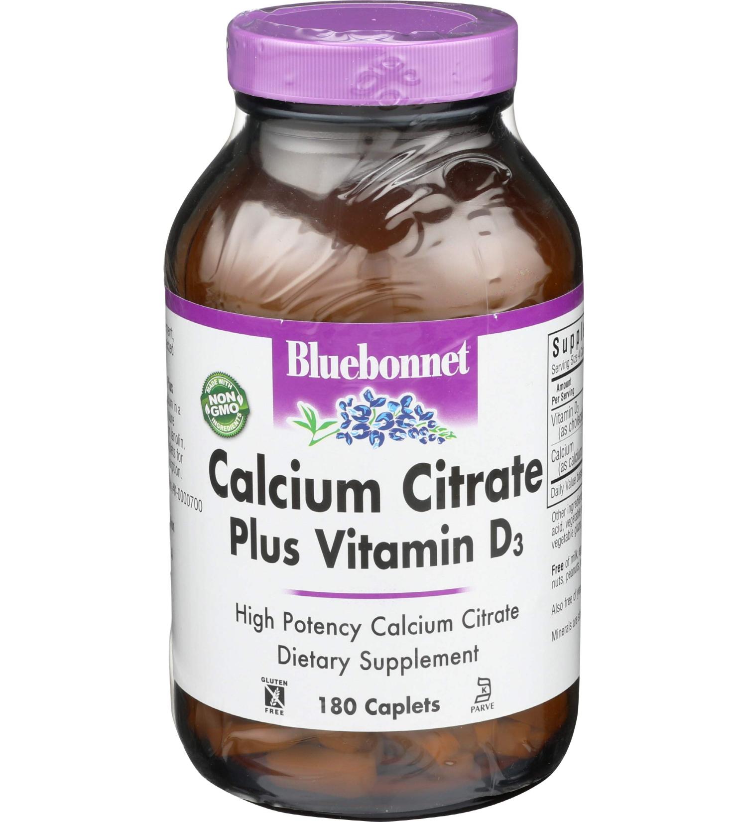 Bluebonnet Nutrition Calcium Citrate Vitamin D3 180 Caps - Bone Health Supplement - Buy Online on GoSupps.com