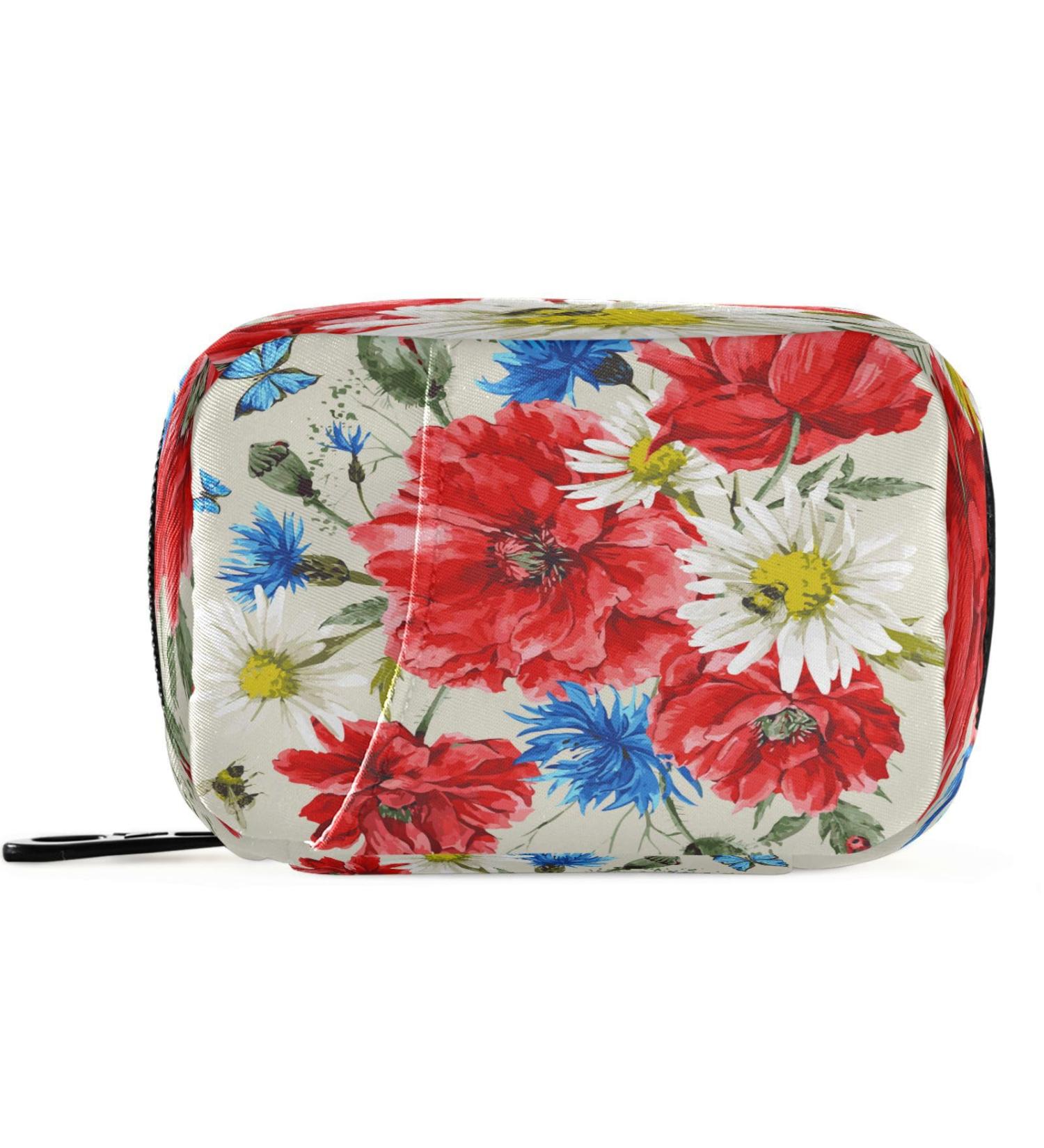 Buy Pfrewn 7 Day Pill Organizer Case - Vintage Bouquet Wildflowers & Butterflies Travel Pill Box | Portable Weekly Vitamin & Medicine Holder - Buy Online on GoSupps.com