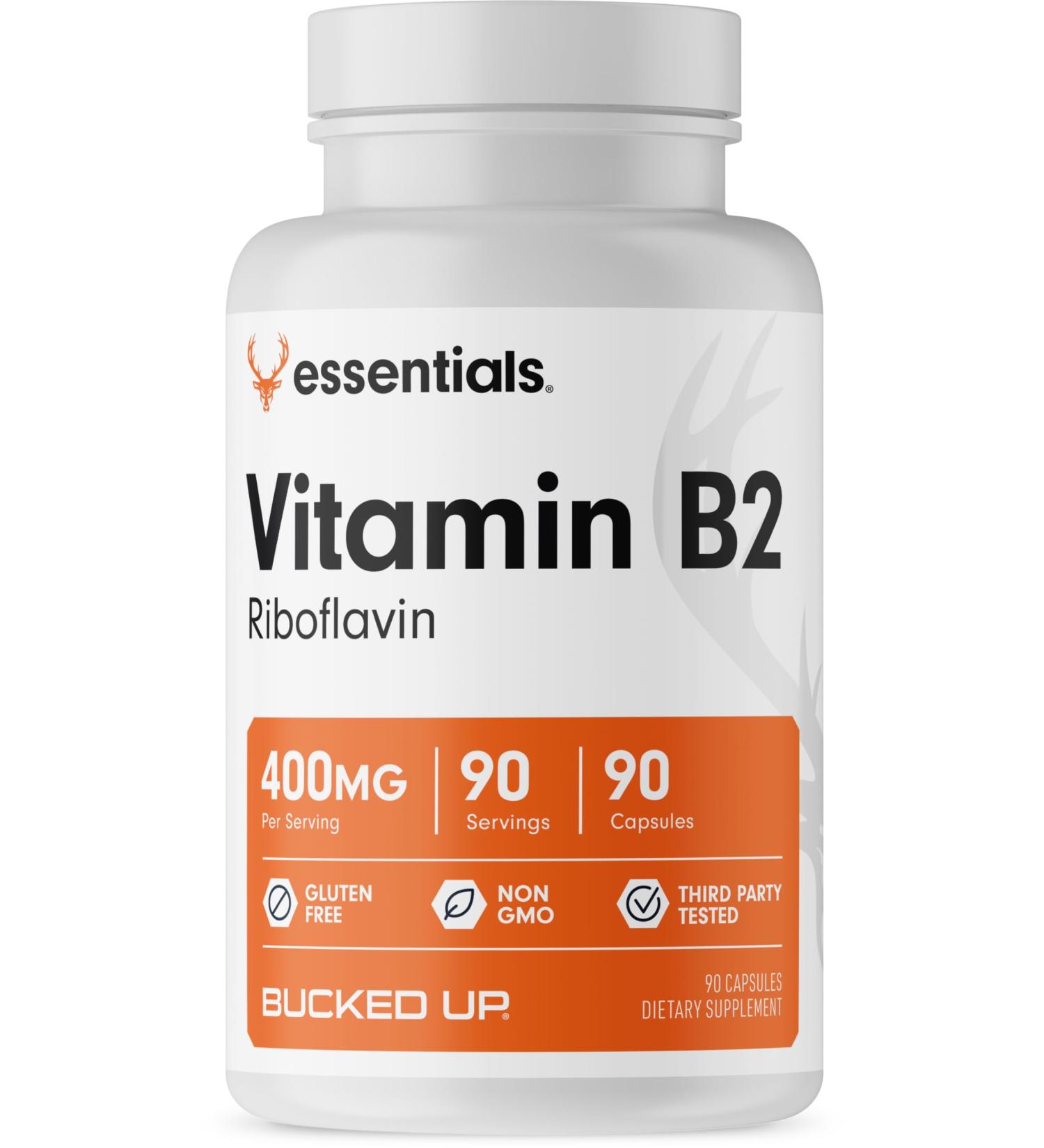 Bucked Up Vitamin B2 400mg Capsules Essentials (90 Servings) - Buy Online on GoSupps.com