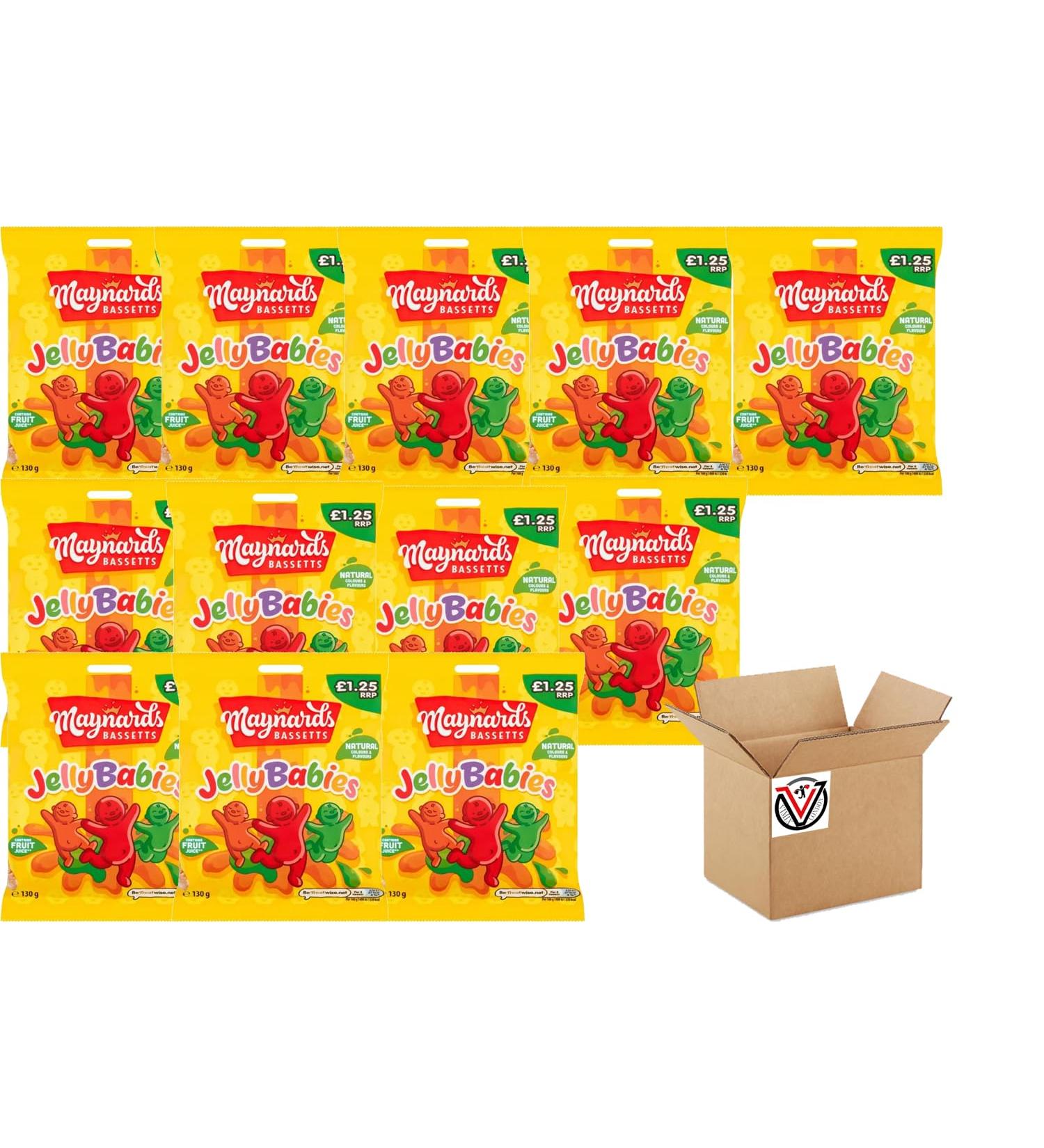 VIMIX Jelly Babies Bag 130g 1.25 PMP - Fruit Flavoured Jelly Sweets (12 bags(Full Box))
