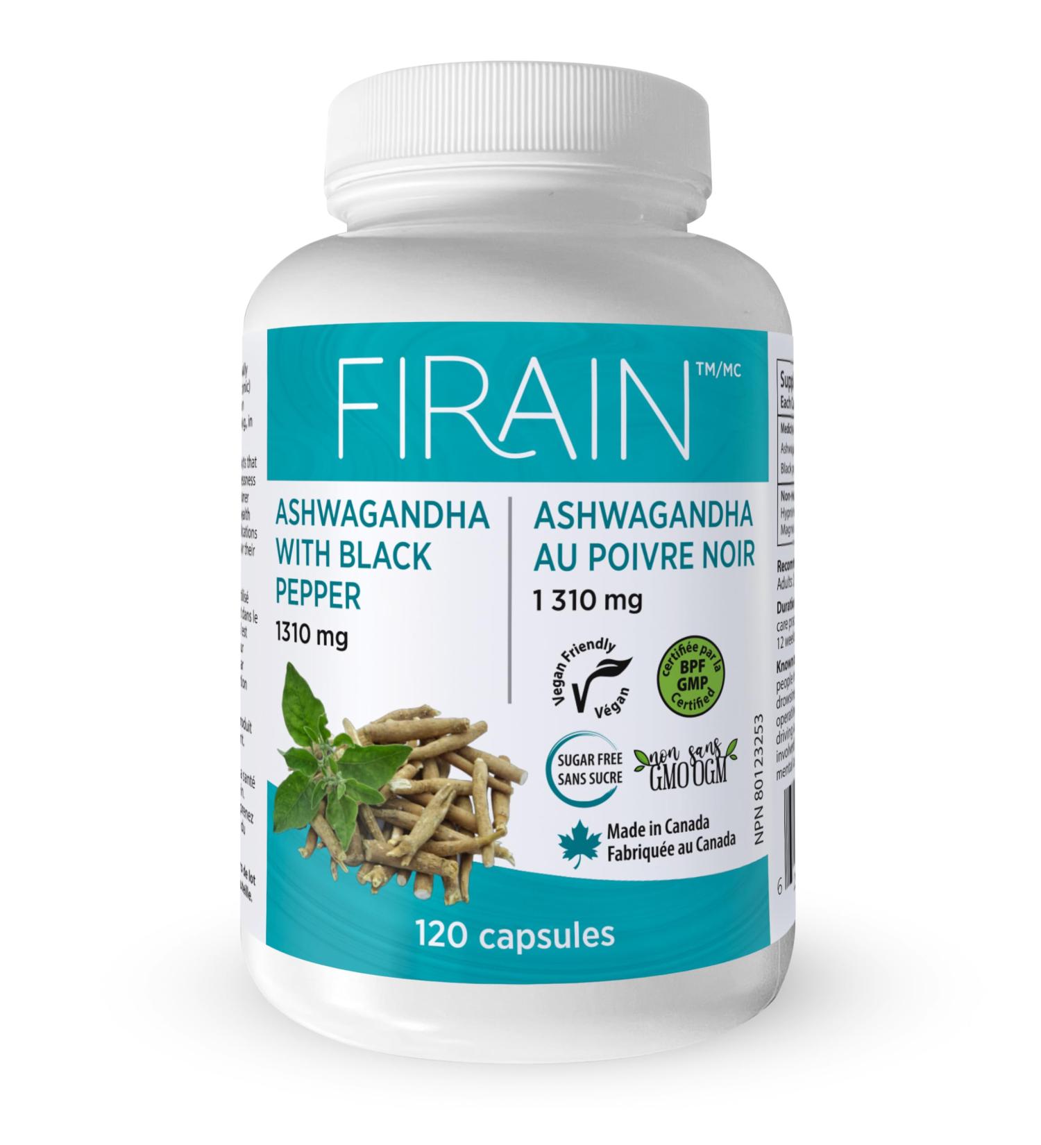 Firain Ashwagandha with Black Pepper - 1300mg for Enhanced Stress Reduction Increased Energy and Increased Absorption | Ayurvedic Adaptogen Blend for Calmness and Vitality - Buy Online on GoSupps.com