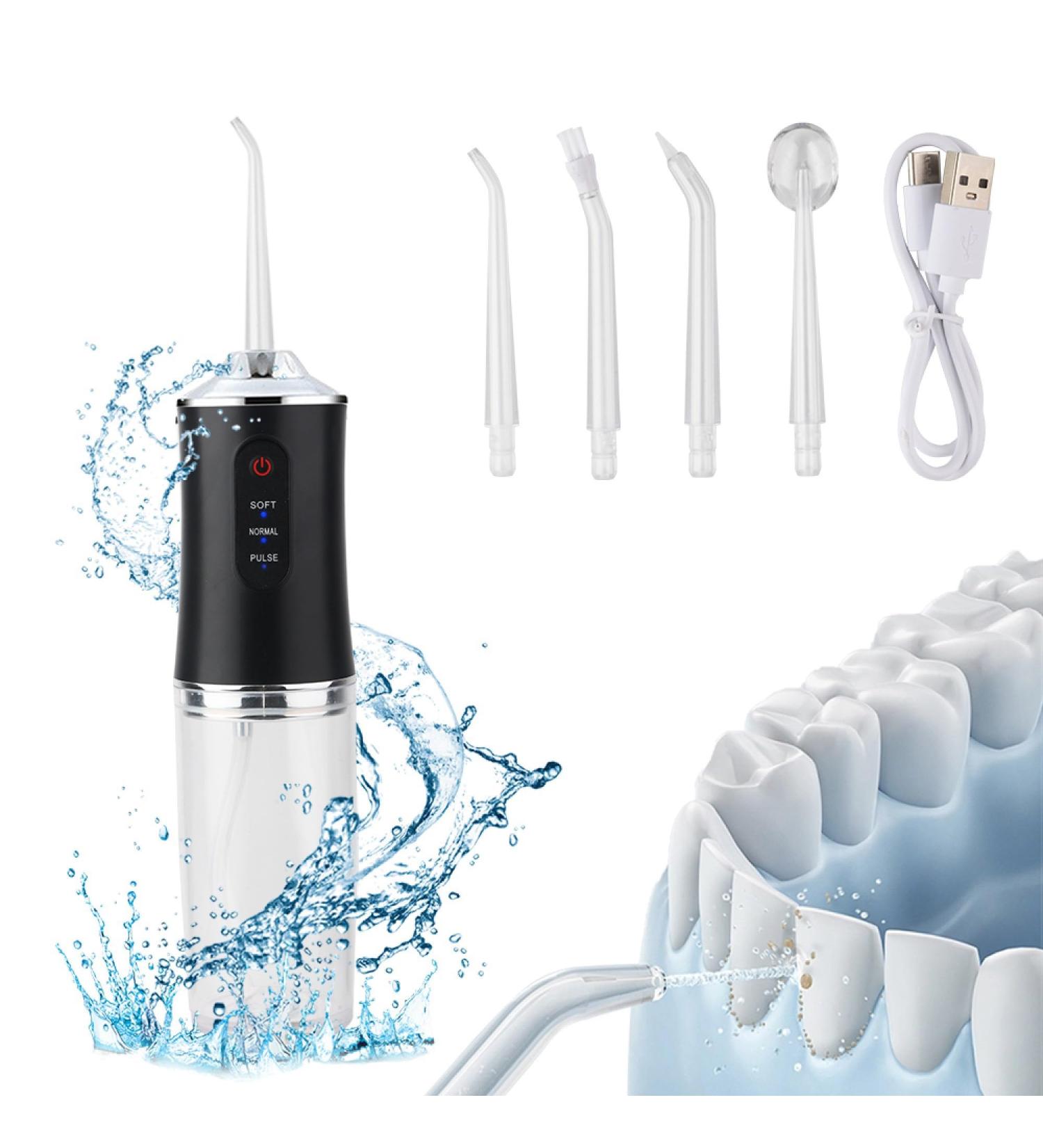 Portable Water Dental Flosser - 3 Modes Rechargeable Oral Irrigator for Travel | Electric Teeth Cleaning & Orthodontic Care - Buy Online on GoSupps.com