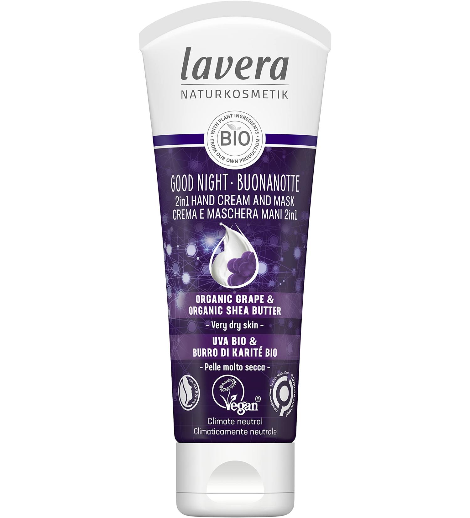 Lavera Good Night 2in1 Hand Cream & Mask | Organic Vegan Natural Cosmetics with Grape & Shea Butter 75ml - Buy Online on GoSupps.com