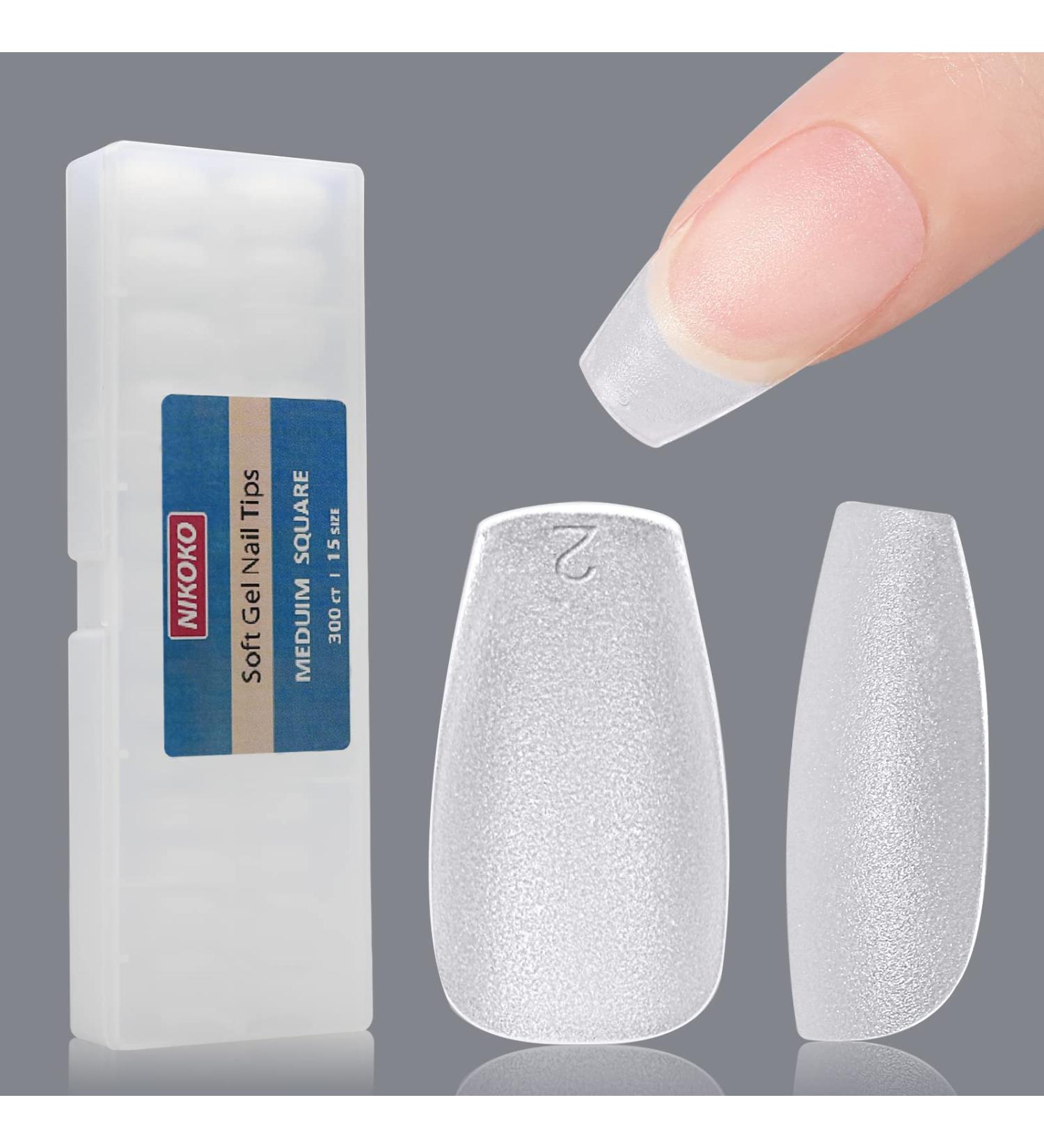 Nikoko Medium Coffin Gel Nail Tips 300pcs - Pre-shaped Full Cover Matte Acrylic Soft Gel Tips for DIY Nail Extensions - Buy Online on GoSupps.com