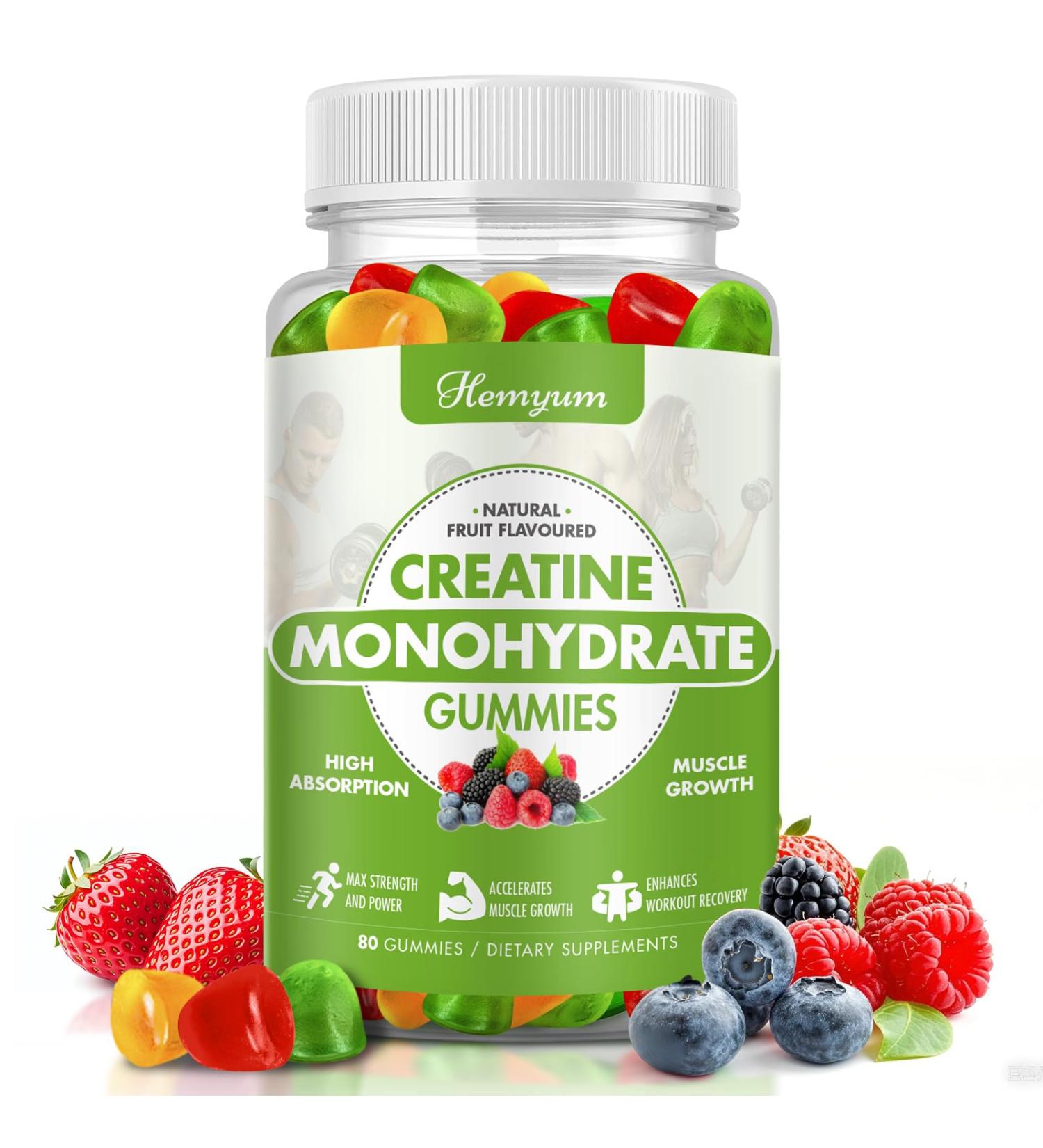 Creatine Monohydrate Gummies for Men & Women 80 Count Chewables Creatine for Women Enhanced Muscle Strength Boost Focus and Endurance Muscle Builder L-Taurine + Vitamin B12 Vegan Gluten-Free 80 Count (Pack of 1) - Buy Online on GoSupps.com