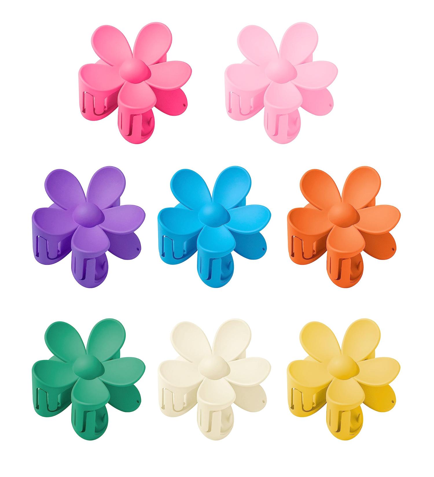 Matte Flower Claw Clips for Hair - 8PCS, Strong Hold, Big Floral Design - Women's Cute Hair Accessories - Buy Online on GoSupps.com