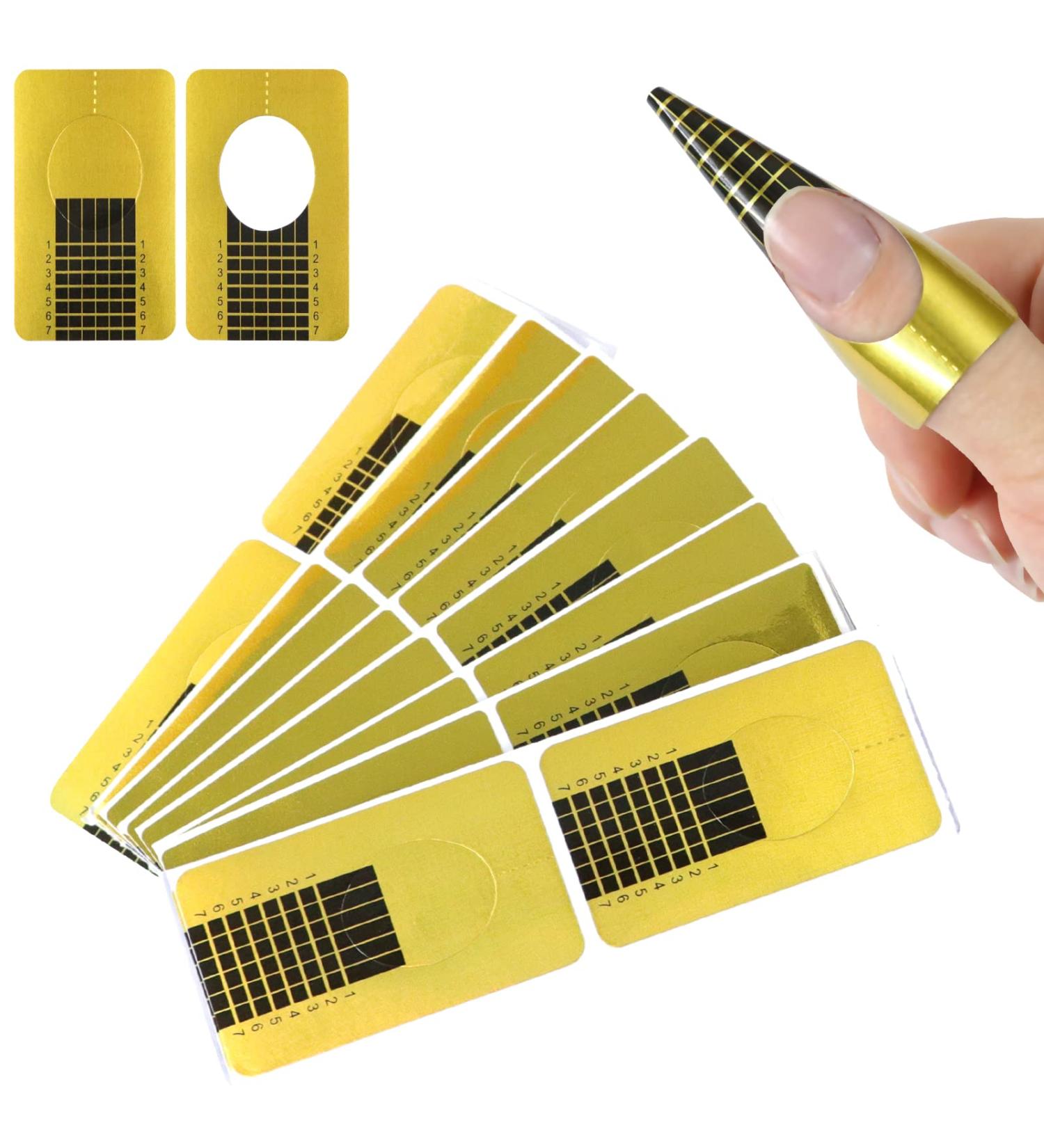 Hanyousheng Nail Forms 130 Pcs - Self-Adhesive Sticker for Acrylic & Gel Nail Extensions (Gold) - Buy Online on GoSupps.com