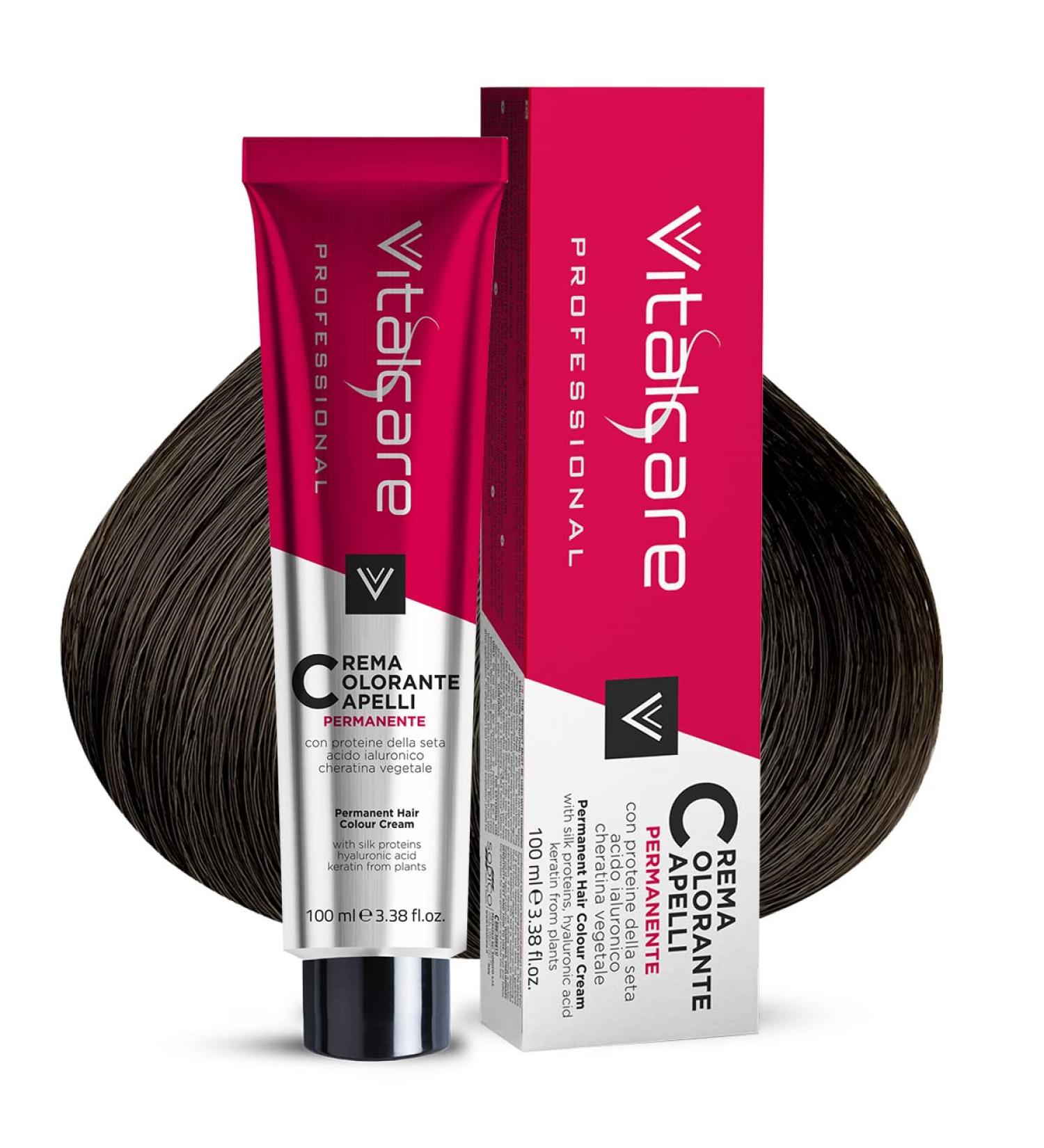 Vitalcare | Professionnel - Coloration Permanente Professionnelle Coloration Cr me Teinture Capillaire aux Prot ines de Soie N 5/00 Ch tain Clair 100ml - Buy Online on GoSupps.com