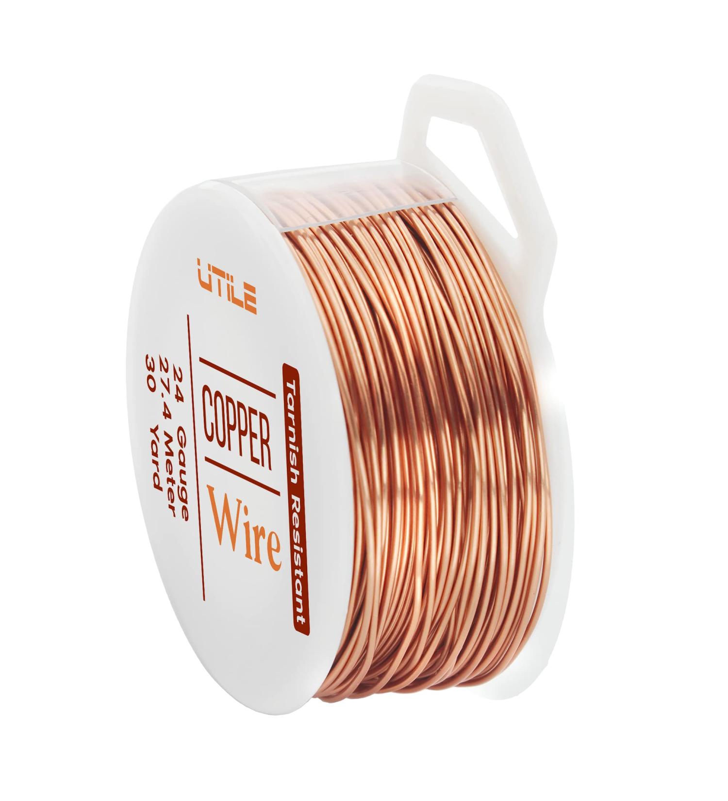 UTILE 24-Gauge Soft 99% Copper Wire - 90 ft / 30 Yards - Tarnish Resistant for Jewelry Making, Crafts, and Decor - 24 Gauge Copper - Buy Online on GoSupps.com