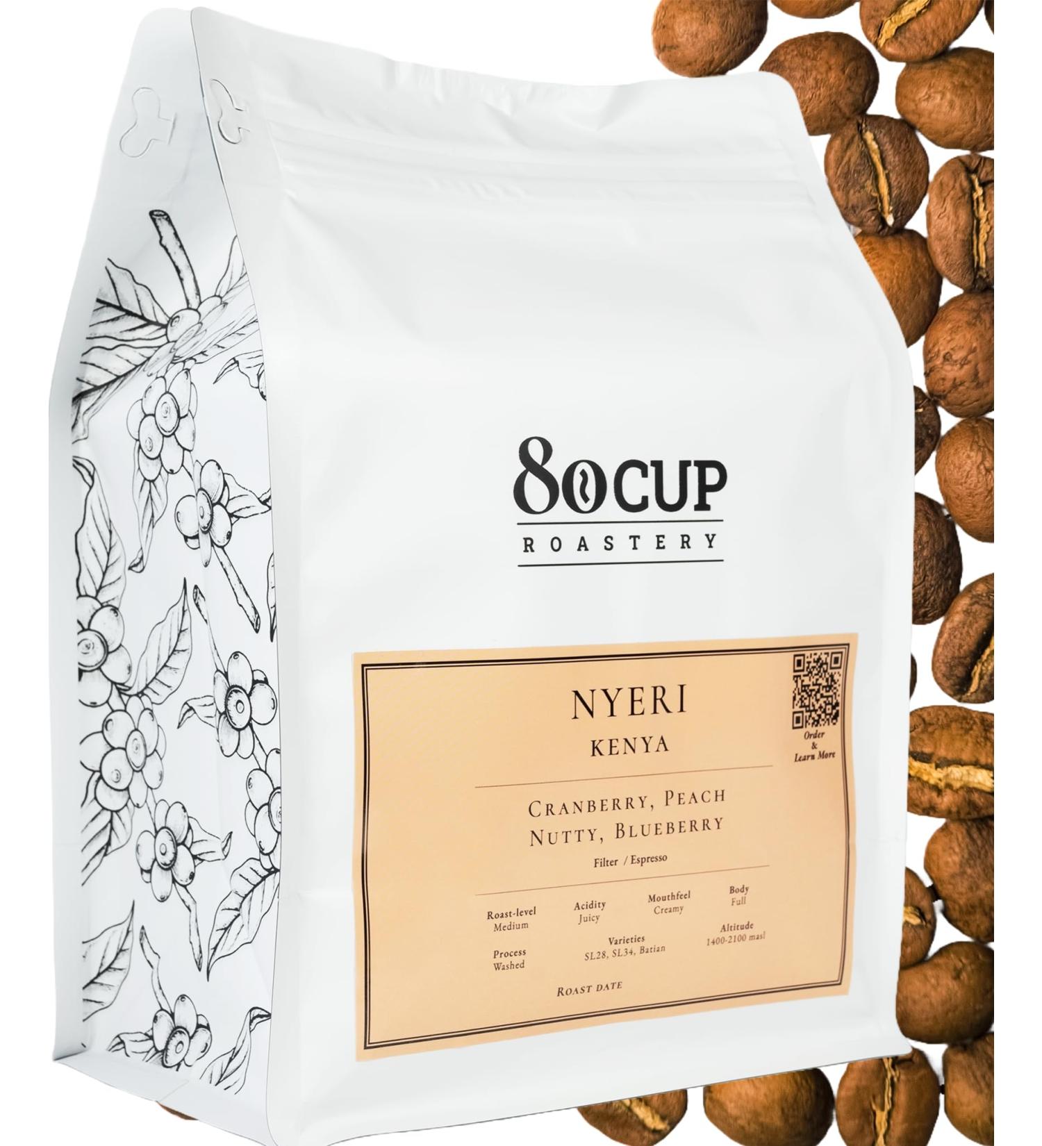 Freshest Specialty Coffee Beans | 80 CUP Roastery | Single Origin Roasted After Order (500g Kenya Nyeri) - Buy Online on GoSupps.com