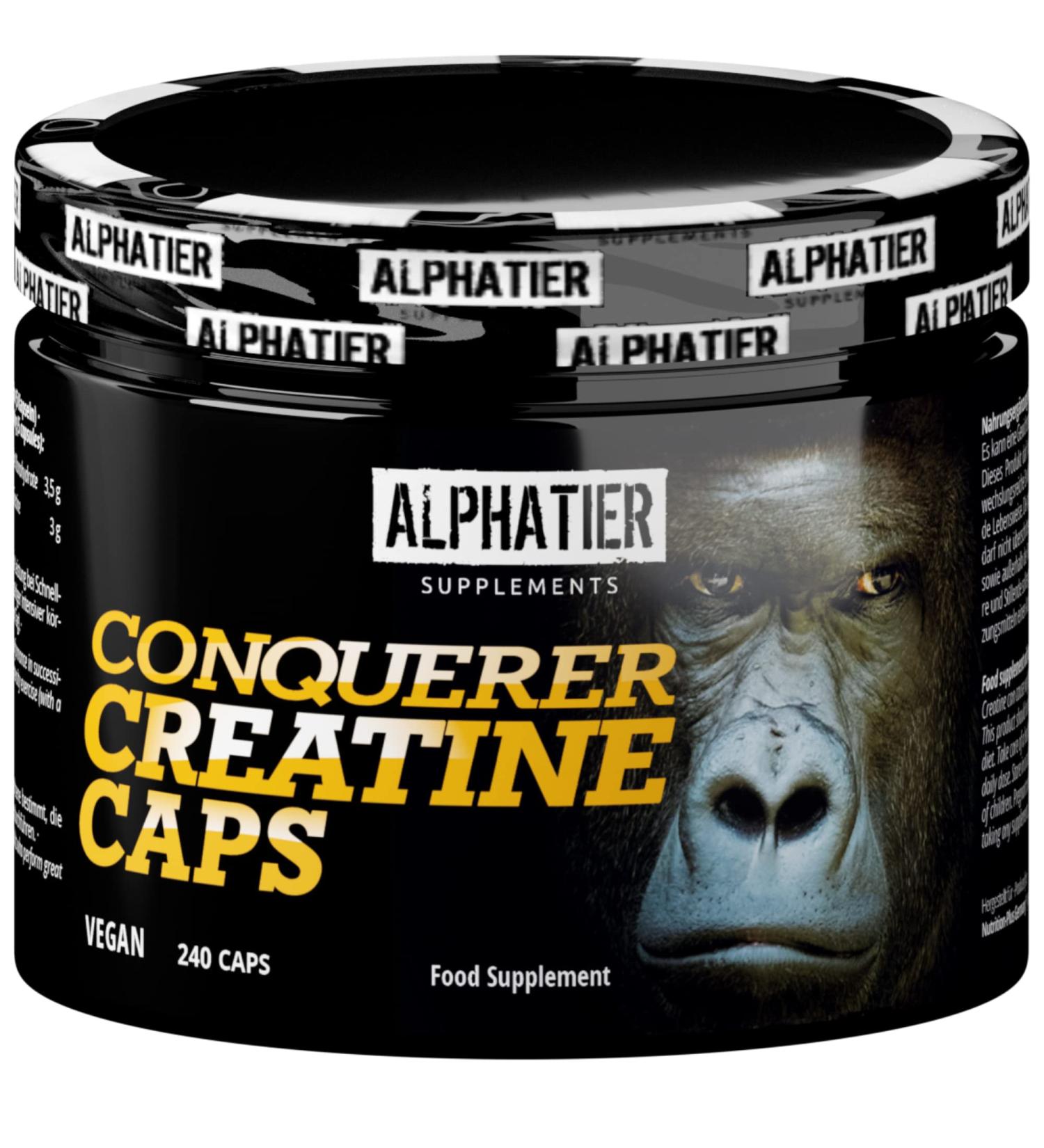 Buy Creapure Creatine Capsules - Vegan High-Dose 240 Caps - 750mg Pure Creatine Monohydrate from Alzchem Germany - International Shipping Available - Buy Online on GoSupps.com