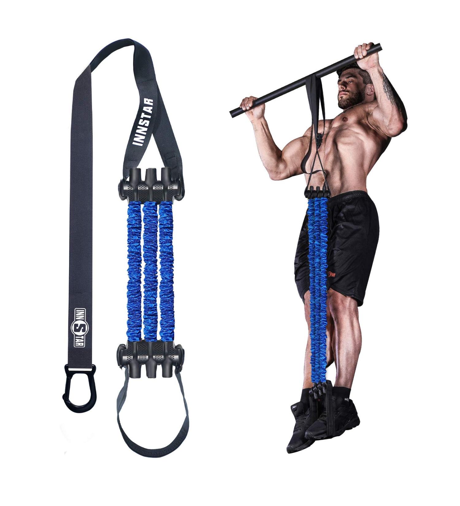 INNSTAR Pull Up Assist Band System - Adjustable Anti Snap Chin Up Assistance - Elastic Resistance Band - Blue - Buy Online on GoSupps.com
