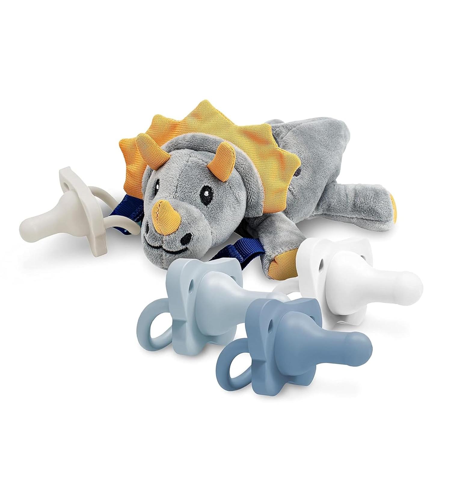 Dr. Brown's HappyPaci 100% Silicone Baby Pacifier 0-6m - Triceratops & Blue - Pack of 4 - Buy Online on GoSupps.com