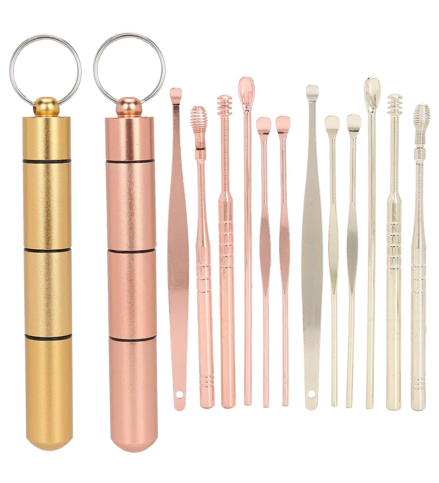 Stainless Steel Earwax Remover Kit - Ear Spoon Scoop & Wax Pick - Rose Gold+Gold | Earwax Cleaning Tool - Buy Online on GoSupps.com