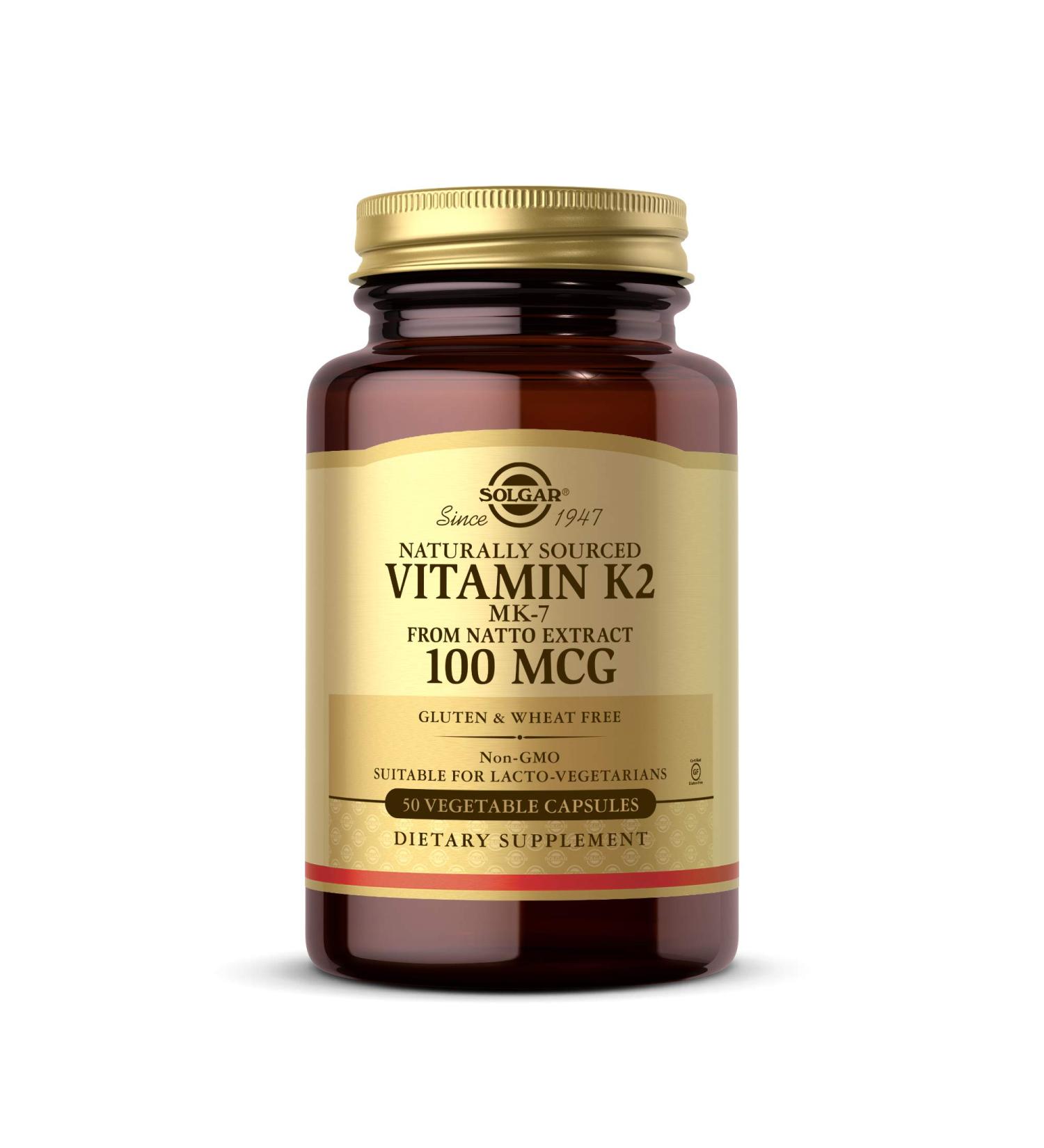 Solgar Vitamin K2 100 mcg - 50 Veggie Capsules | Naturally Sourced Health - Buy Online on GoSupps.com