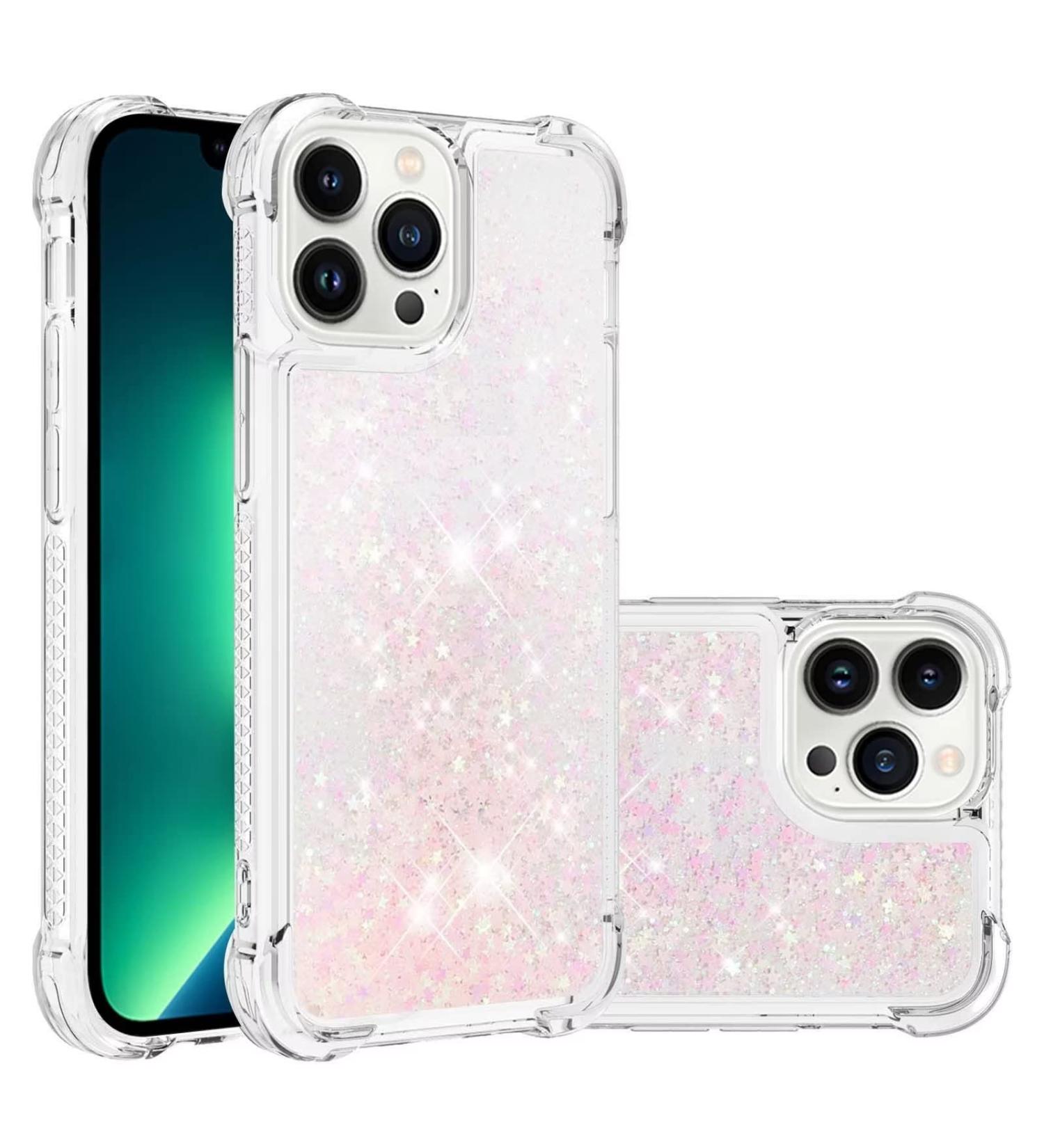 Tivenfezk Nadoli Glitter Drive Shell for iPhone 15 Pro | Shockproof Silicone TPU Bumper Case - Liquid Quicksand Pink Star Design - Buy Online on GoSupps.com