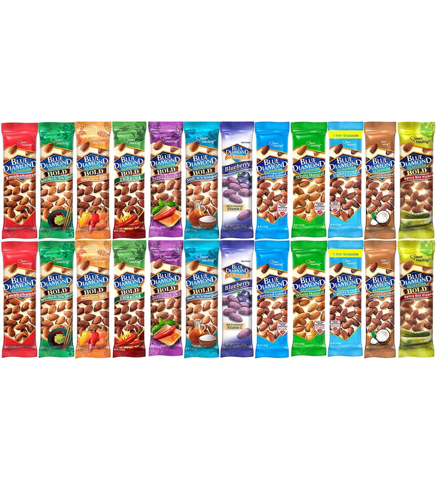 Blue Diamond Almonds Variety Pack (12 Flavors / 24 Bags / 1.5-Ounce Bags)