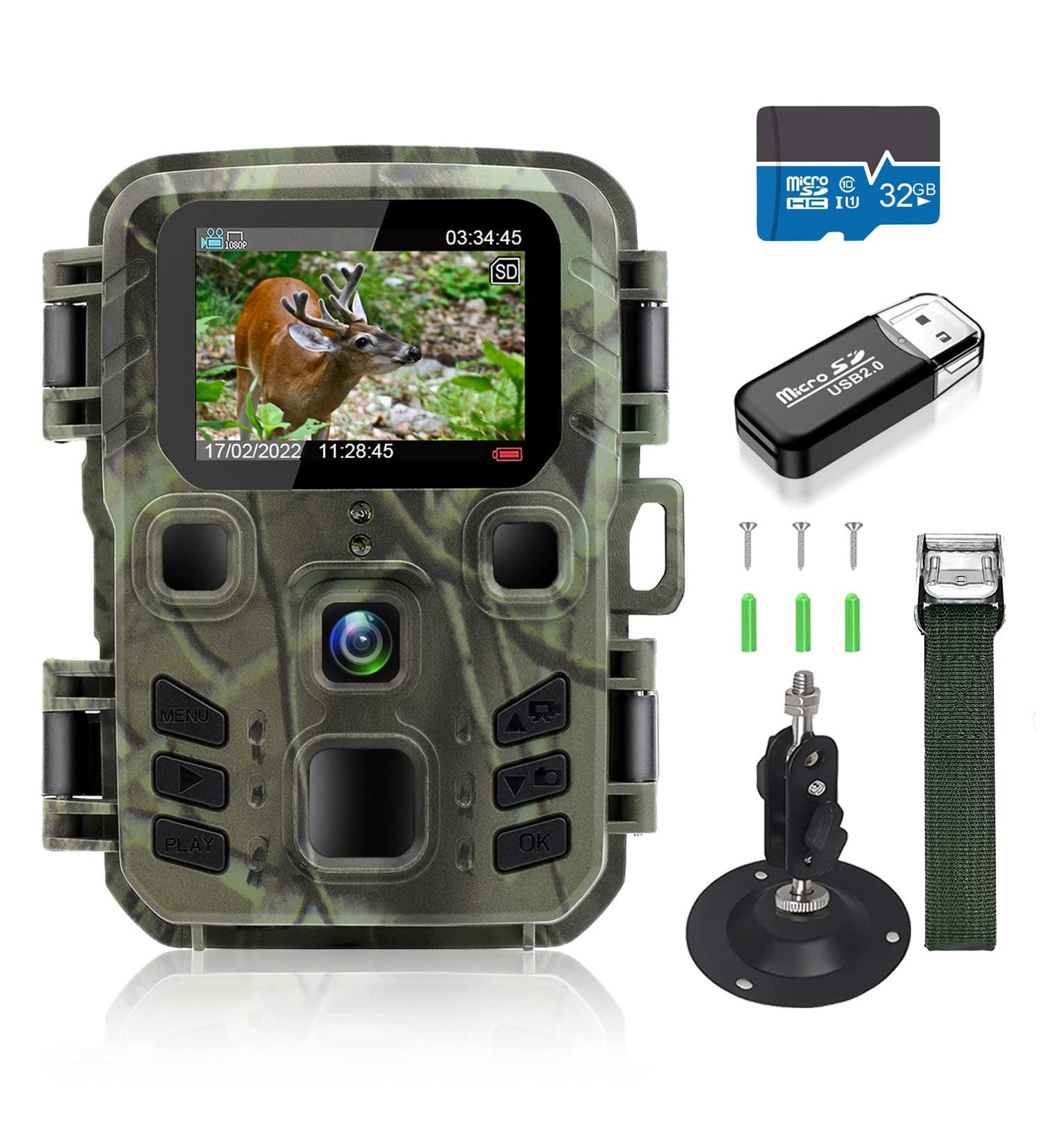 Mini Wild Camera 20MP 1080p HD - Night Vision Waterproof Wildlife Camera with 850nm IR LEDs & 32GB Memory Card for Outdoor Observation - Buy Online on GoSupps.com