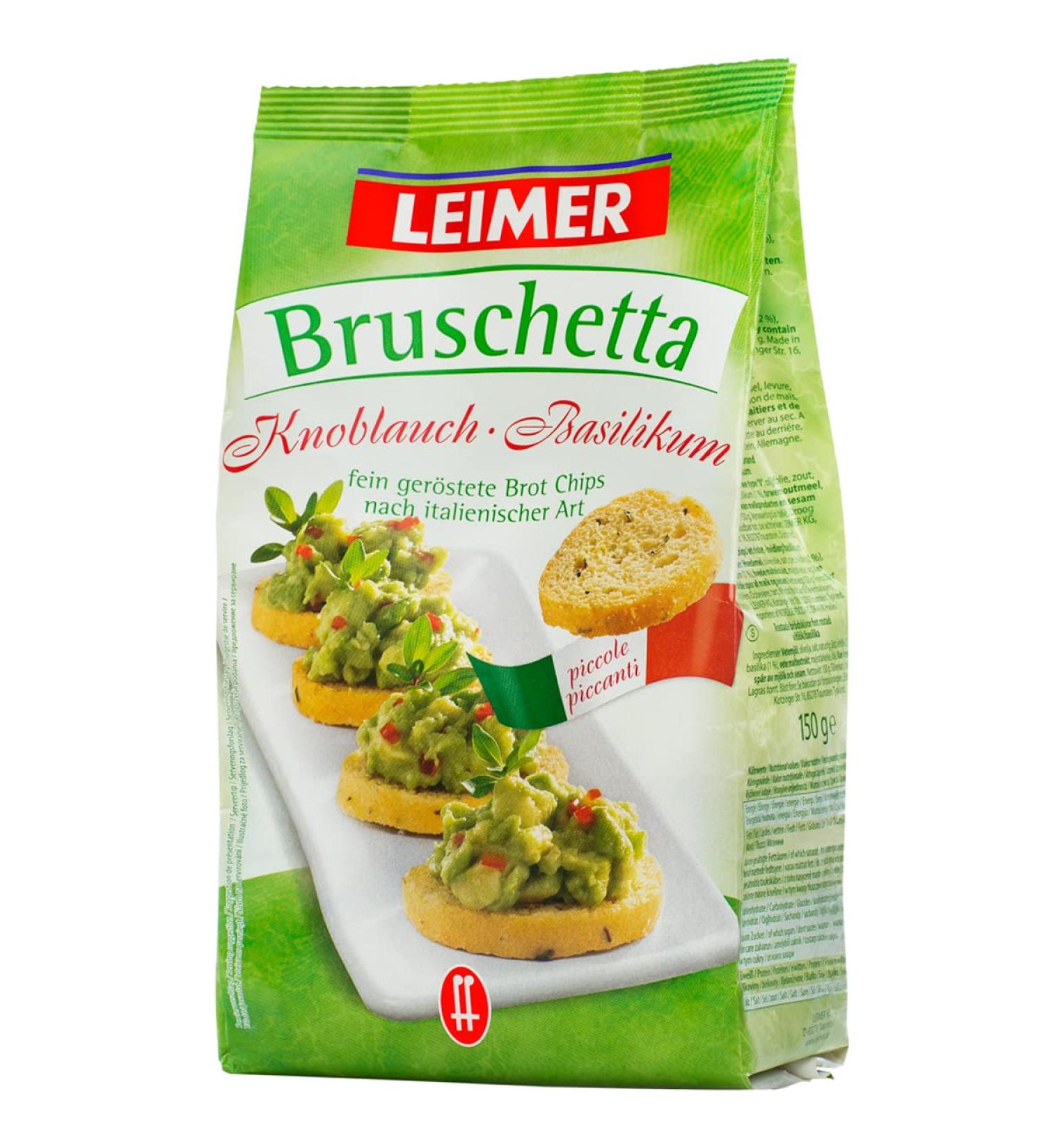 n.v. Leimer Bruschetta toasted bread chips with garlic and basil 150g