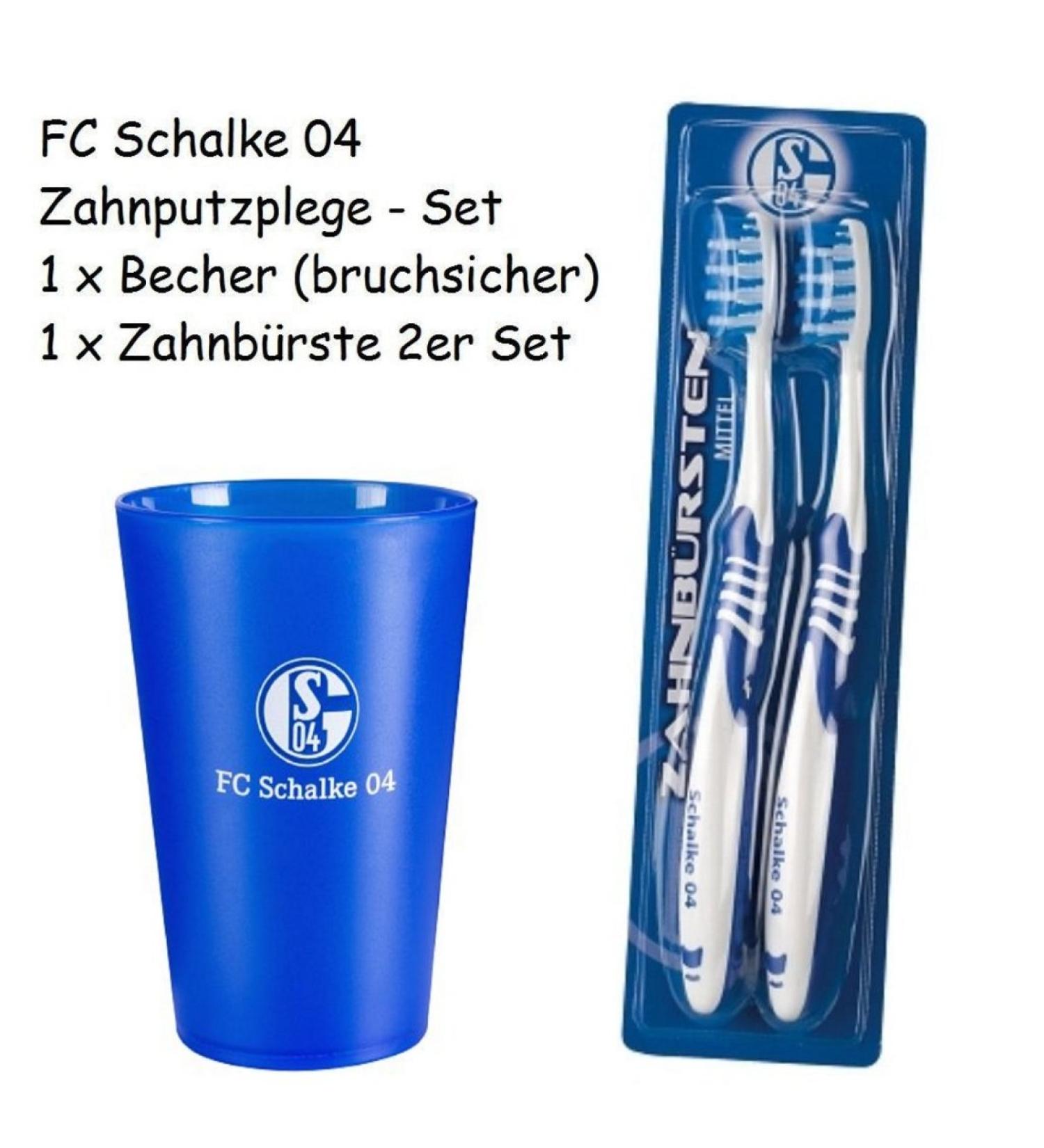 FC Schalke 04 dental care set / toothbrush pack of 2 / 1 x toothbrush cup S04