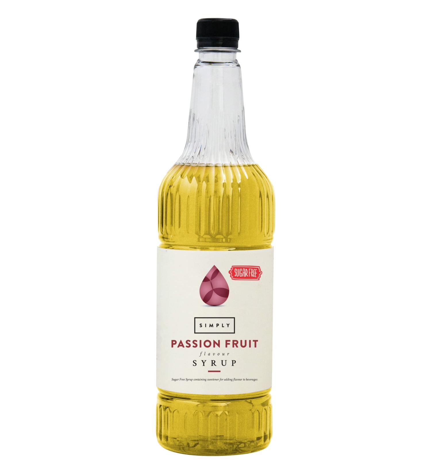 Simply Sugar Free Passion Fruit Syrup Low Calorie Vegan & Nut Free Flavoured Syrup for Coffee Cocktails & Baking (1 Litre)