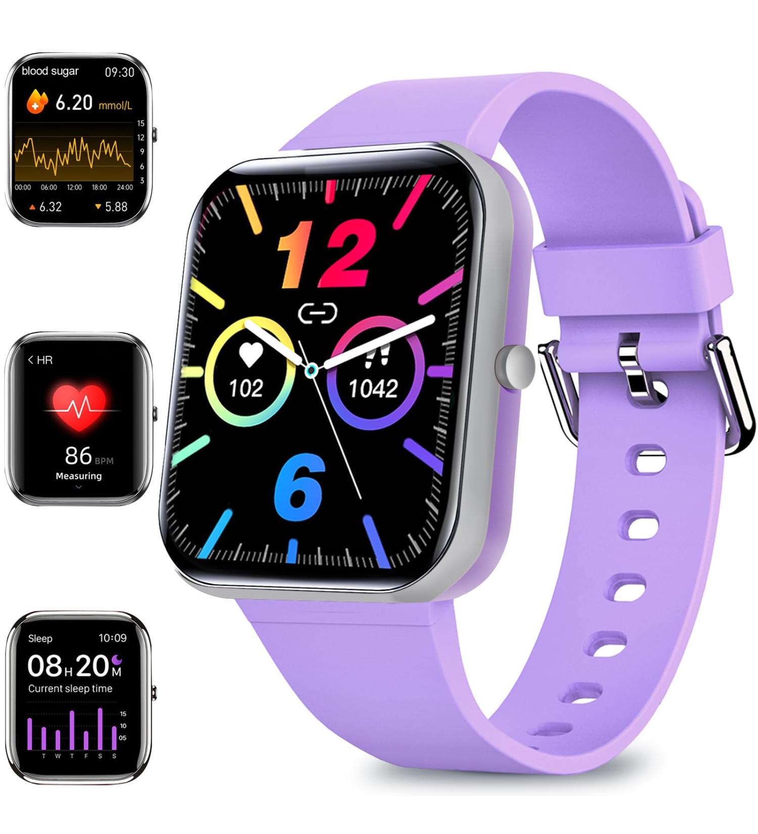 SHAPESHE Blood Glucose Monitor Smart Watch & Fitness Tracker - Touch Screen Watch for Blood Sugar, Pressure & Sleep - Activity Trackers for Men & Women - Buy Online on GoSupps.com