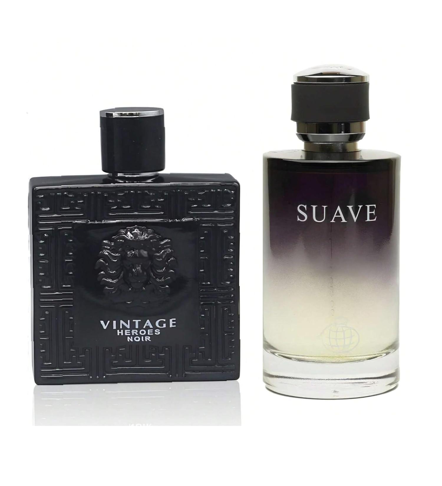 Vintage Heroes Noir&Suave Combo Cologne for Men/Eau de Parfum Natural Spray Top Notes of Green Apple and Lemon Middle Notes of Tonka Bean Base Notes of Geranium- Natural Spray 100ML - Buy Online on GoSupps.com