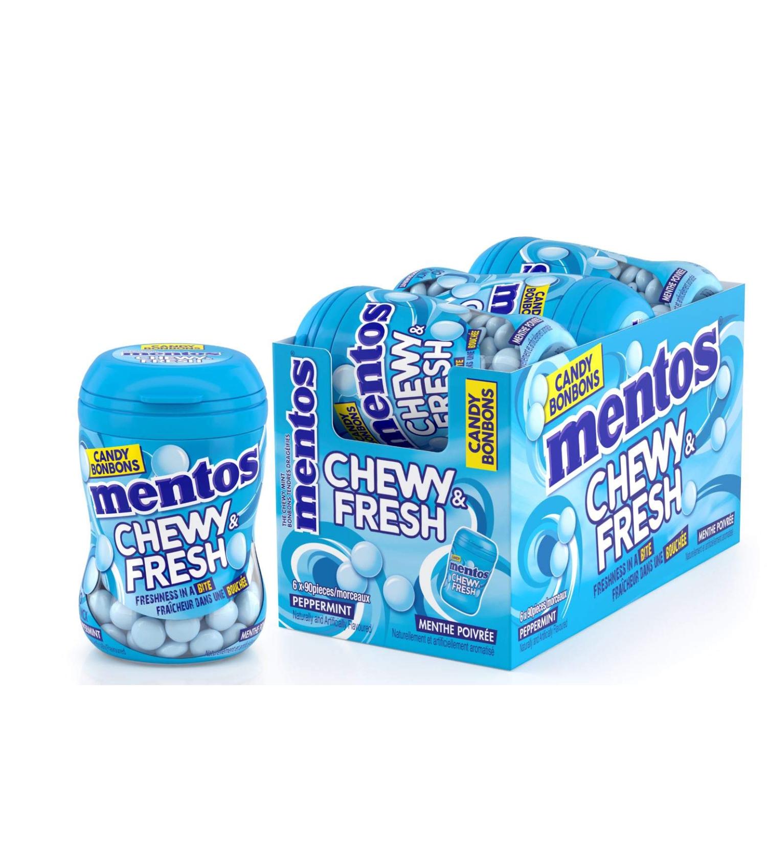 MENTOS 1 Chewy & Fresh - Peppermint - 6 Count Peppermint 6 Count Peppermint 90 Count (Pack of 6)