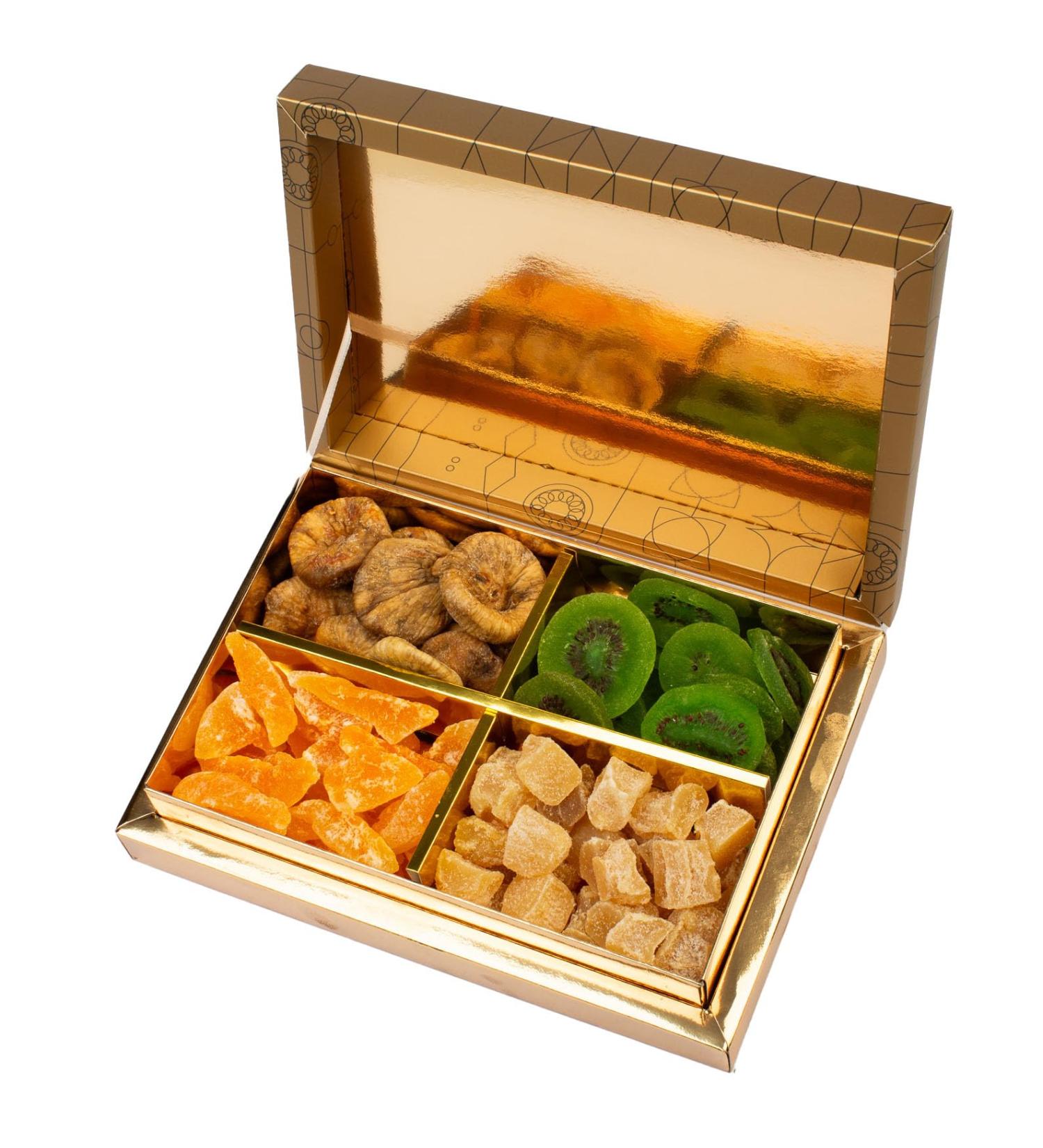 Luxury Dried Fruits Selection - 800g Gold Gift Box | Exotic Crystallised Fruit | Suitable for Vegans Vegetarian Halal Kosher and Gluten Free Diets