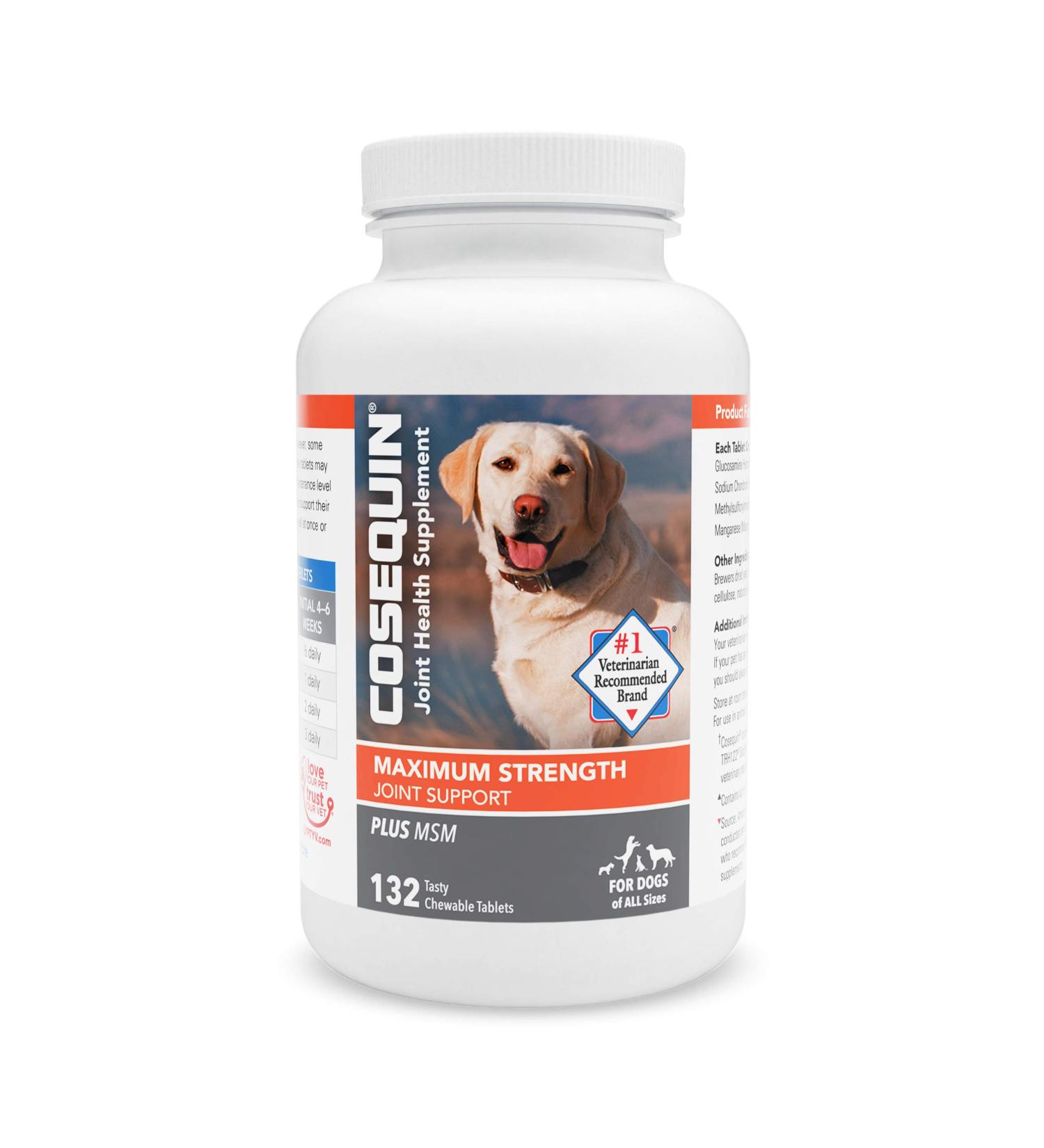 Nutramax COSEQUIN Maximum Strength Joint Supplement with MSM for Dogs - 132 Count - Buy Online on GoSupps.com