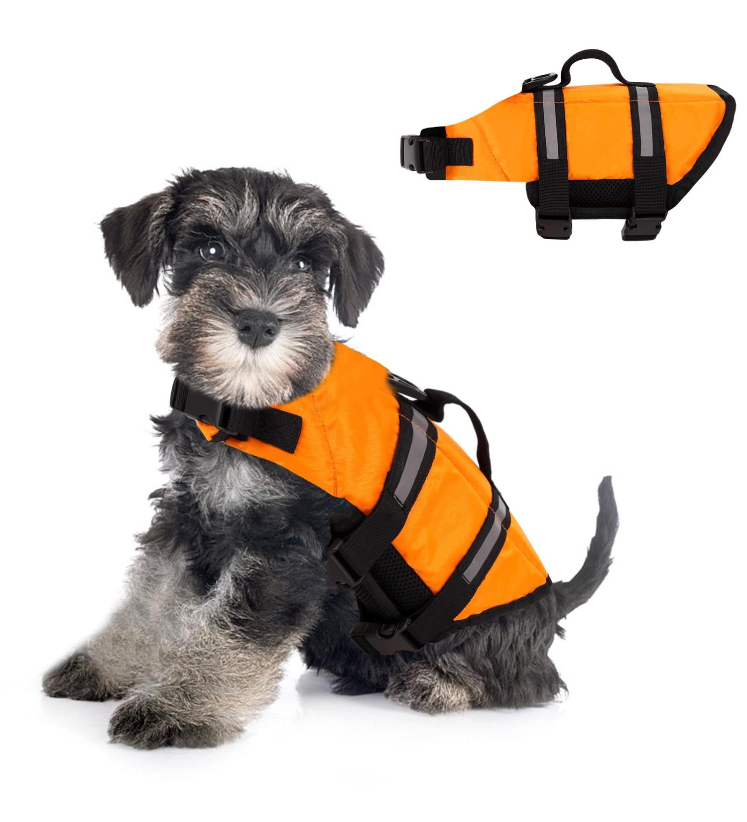 Dog Chimney Reflective Life Jacket | Adjustable Dog Lifeguard Vest | Pet Floating Swimming Jacket with Rescue Handle | Summer Pool & Boating Swimwear (M) - Buy Online on GoSupps.com