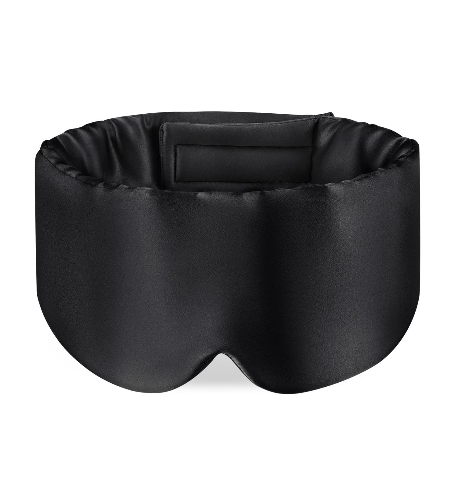 100% Mulberry Silk Sleep Mask - Adjustable Headband, Full Size Large Eye Mask for Total Blackout - Ideal for Men and Women - Perfect for Travel & All Night Sleep - Black - Buy Online on GoSupps.com