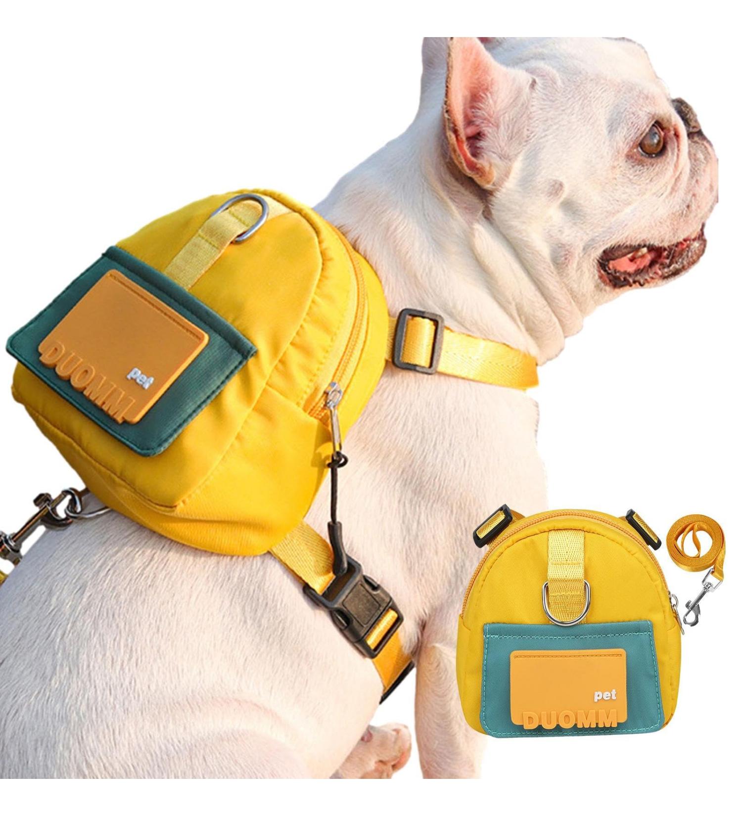 Smileshiney Dog Saddlebag Harness Pet Harness Backpack Puppy Saddle Bag Large Capacity Treat Pouch Dogs to Wear Poop Bag Saddle Backpack Harness for Dogs Running M Yellow - Buy Online on GoSupps.com