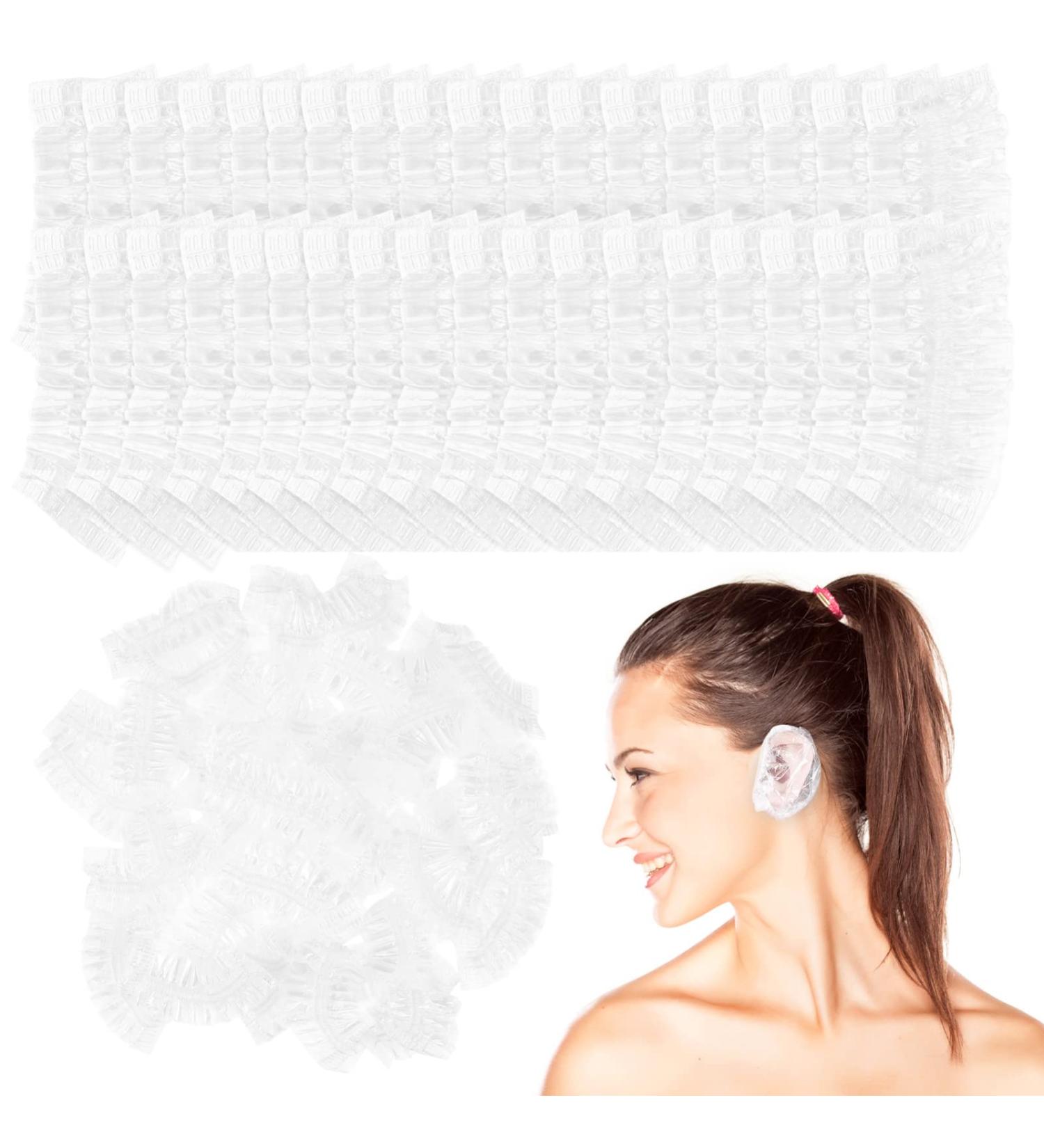200Pcs Clear Disposable Ear Protectors - Elastic Caps for Hair Dye, Shower, Bathing - Buy Online on GoSupps.com