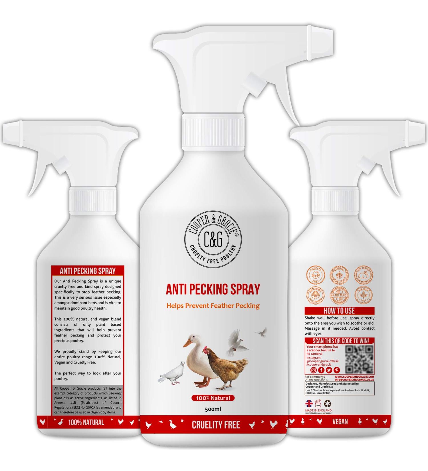 C&G Pets | Anti Pecking Spray 500ML | Organic Blend Protects and Supports Poultry Health | Stop Peck Cleans Pecking Wounds and Cuts | Helps Prevent Feather Pecking | Cruelty Free and Kind Spray 500 ml (Pack of 1) - Buy Online on GoSupps.com