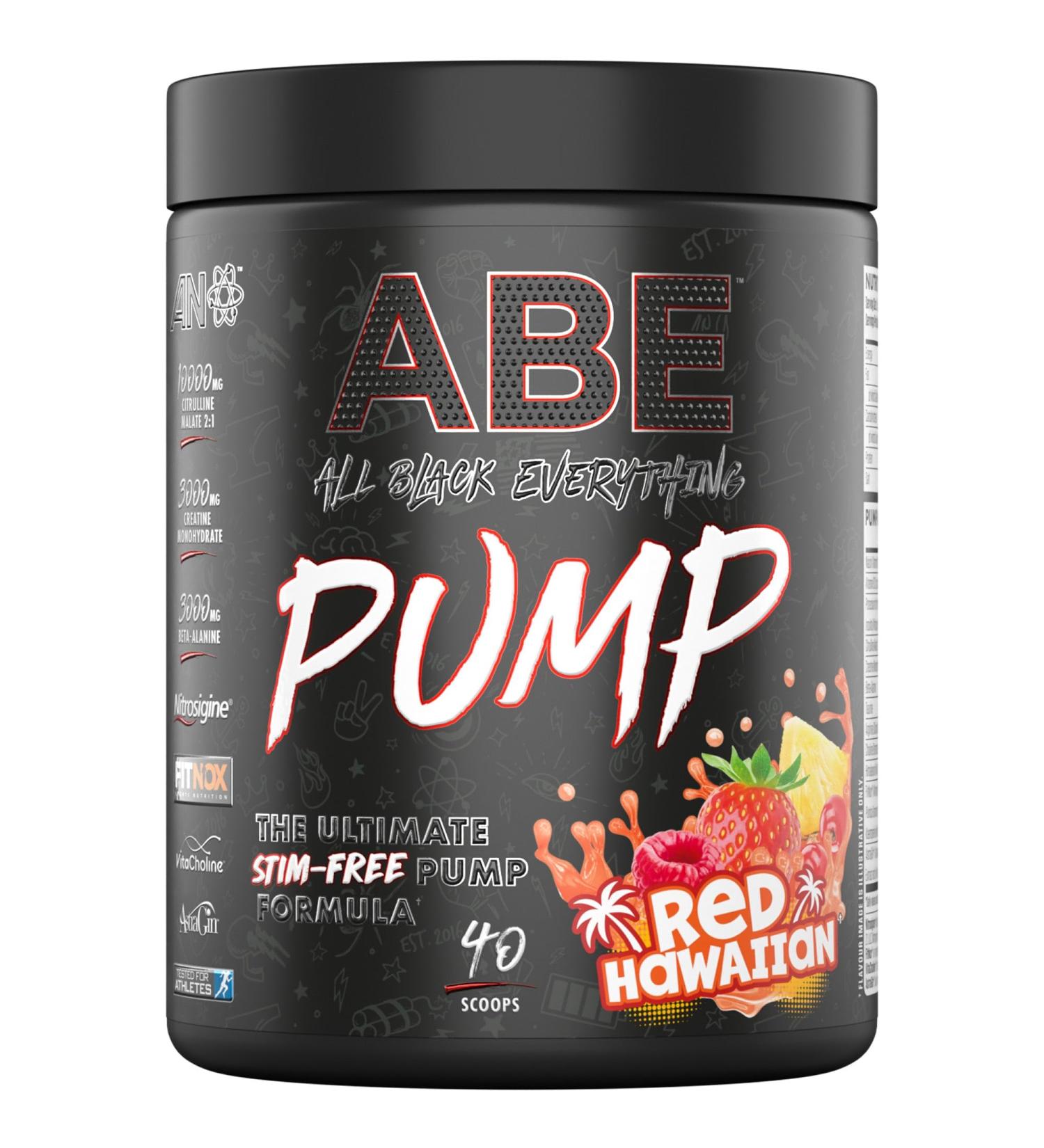 Applied Nutrition ABE Pump Pre Workout - Stim Free Pump Powder (Red Hawaiian) - 500g - 40 Servings - Buy Online on GoSupps.com