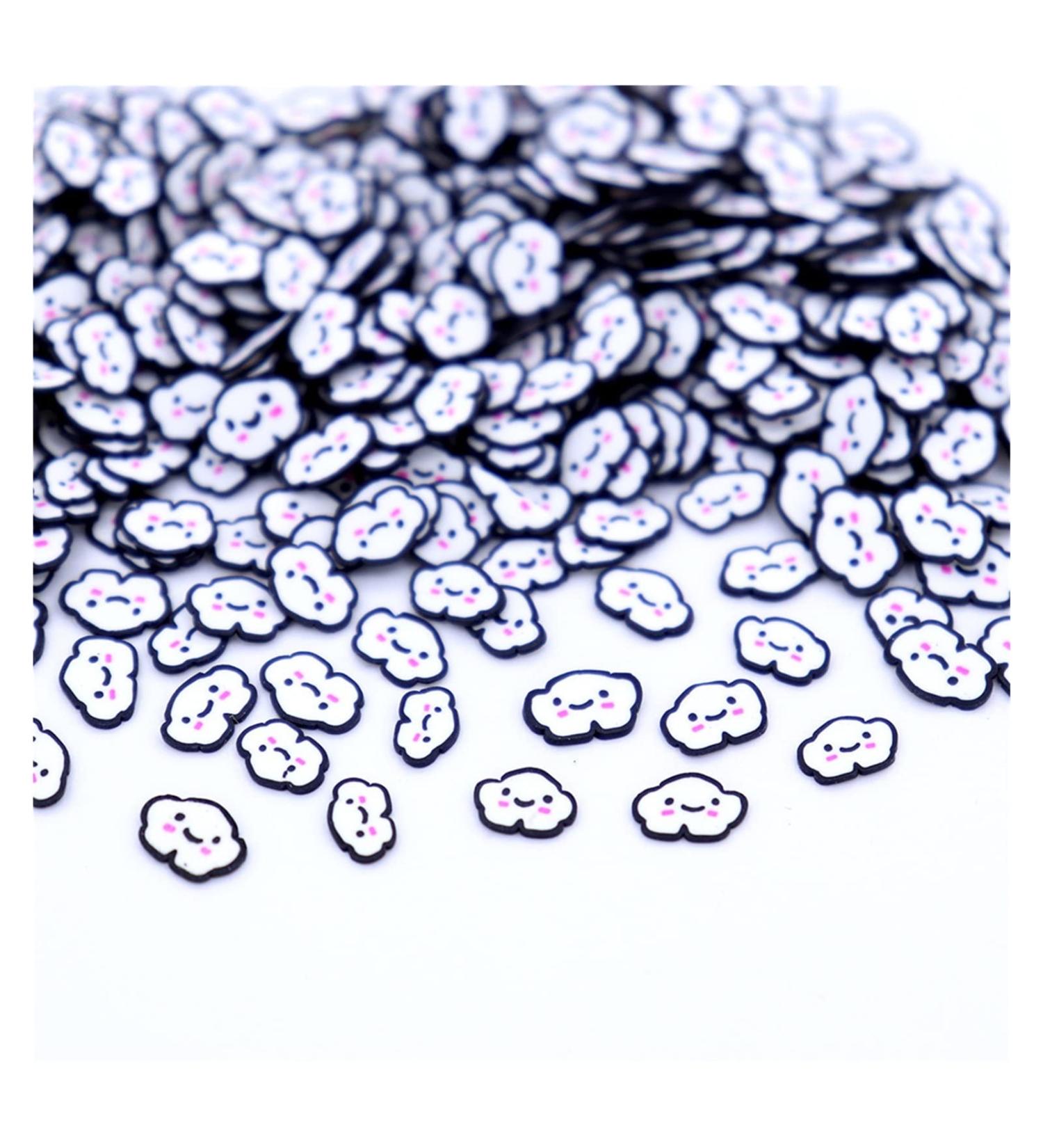 RT 10g/Pack Cloud Slices Slime Supplies Toy Polymer Clay Fruit Slices Charms Accessories Addition for Fluffy Clear Slime Y420 (Color : 10g Black)