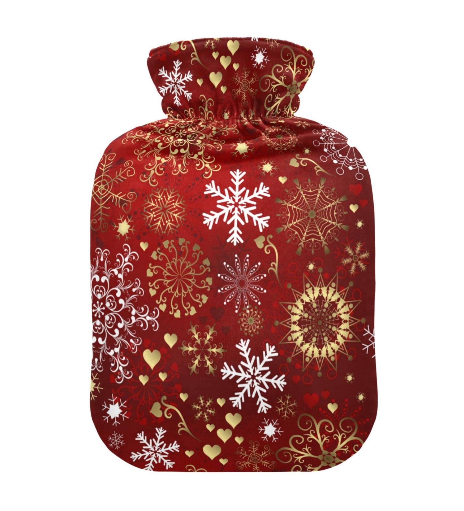 Christmas Snowflake Hot Water Bottle 2L | Pain Relief Hot Pack for Pregnant Women | Cozy & Stylish Cover - Buy Online on GoSupps.com