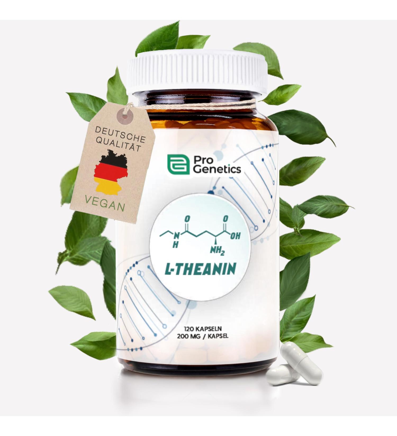  Pro Genetics High-dose L-Theanine capsules: 200 mg / 120 capsules | maximum purity | concentration-relaxation-sleep | bottled and laboratory analysed in Germany | Amino acids - Buy Online on GoSupps.com