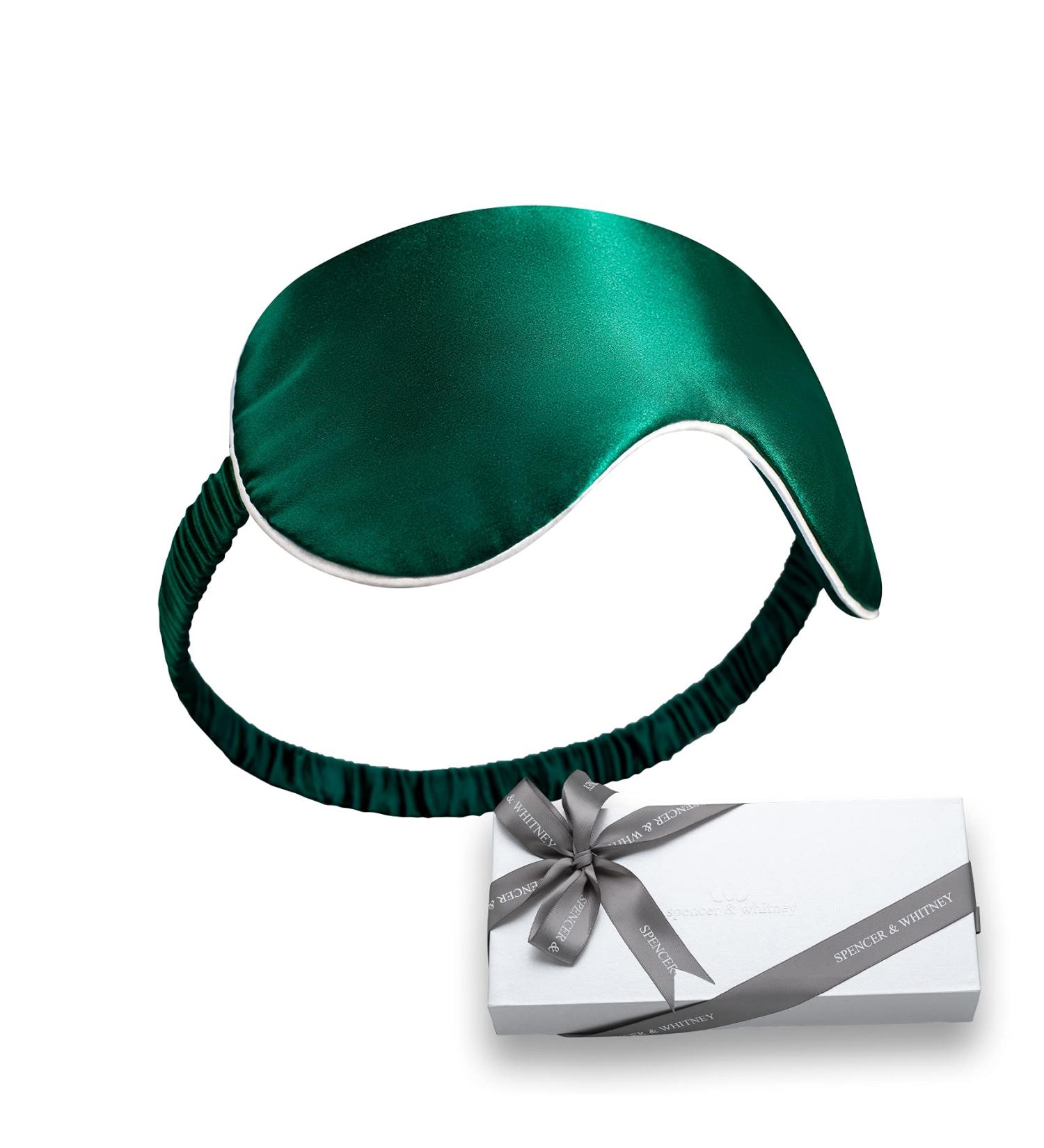 Spencer & Whitney 100% Silk Sleep Mask - 22 Momme Pure Mulberry Silk Blindfold Super Soft & Comfortable Eye Mask for Restful Sleep (Green) - International Shipping Available - Buy Online on GoSupps.com