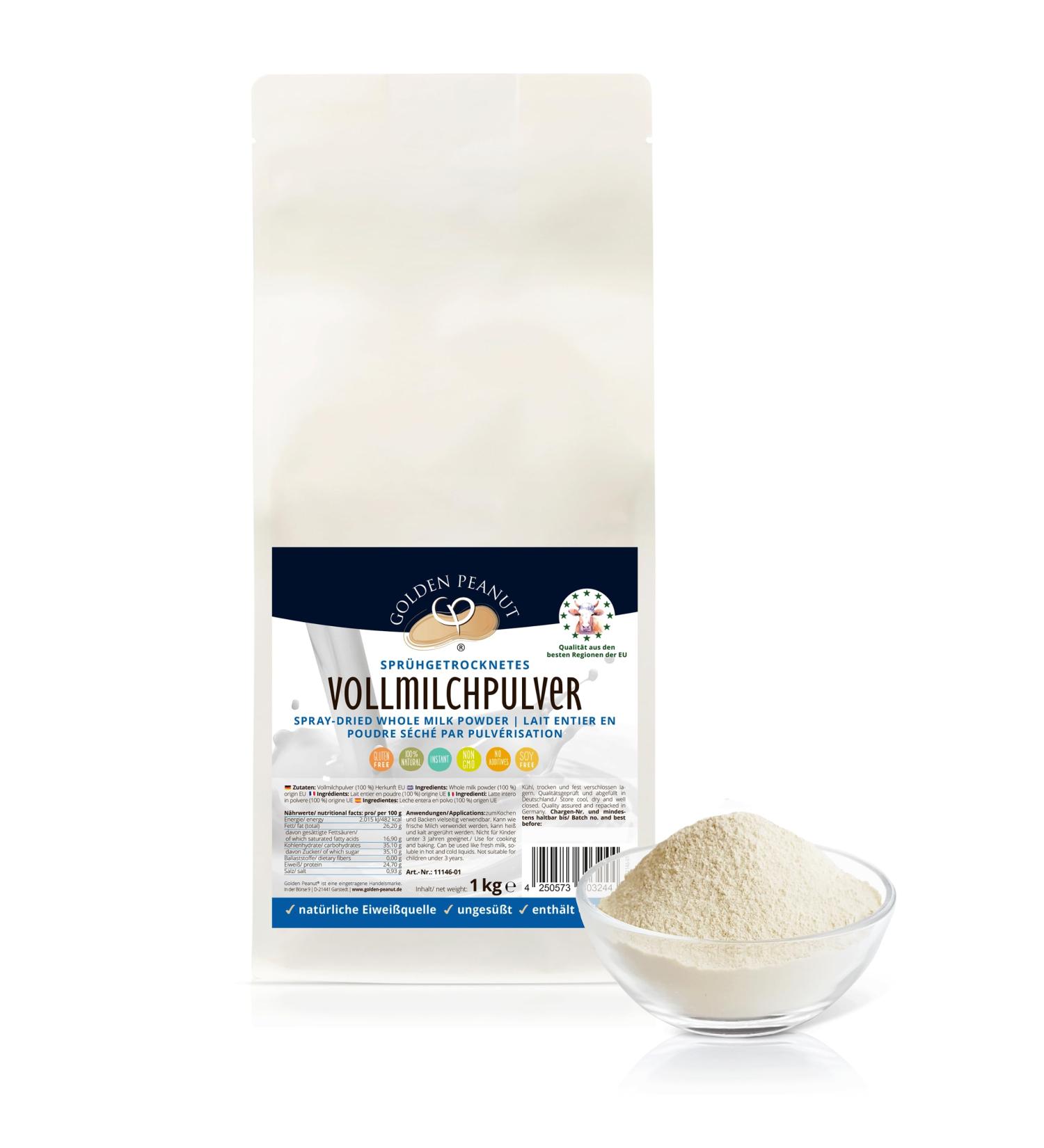 Buy GOLDEN PEANUT Whole Milk Powder Spray Dried 1kg - Ideal for Baking & Ice Cream | Premium Dry Milk Powder for International Shipping - Buy Online on GoSupps.com