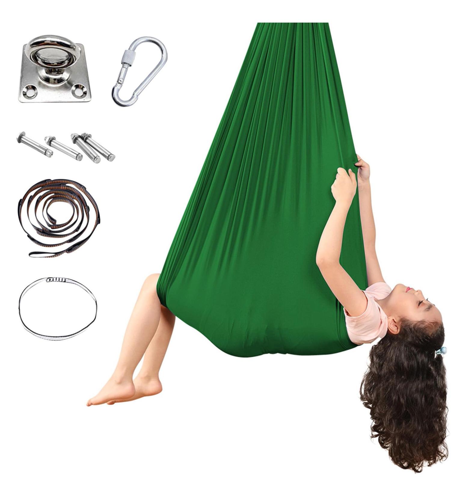 Buy Stretchy Sensory Full-Body Socks & Yoga Towel for Autism | Stress Reduction Accessories in Green - International Shipping Available - Buy Online on GoSupps.com