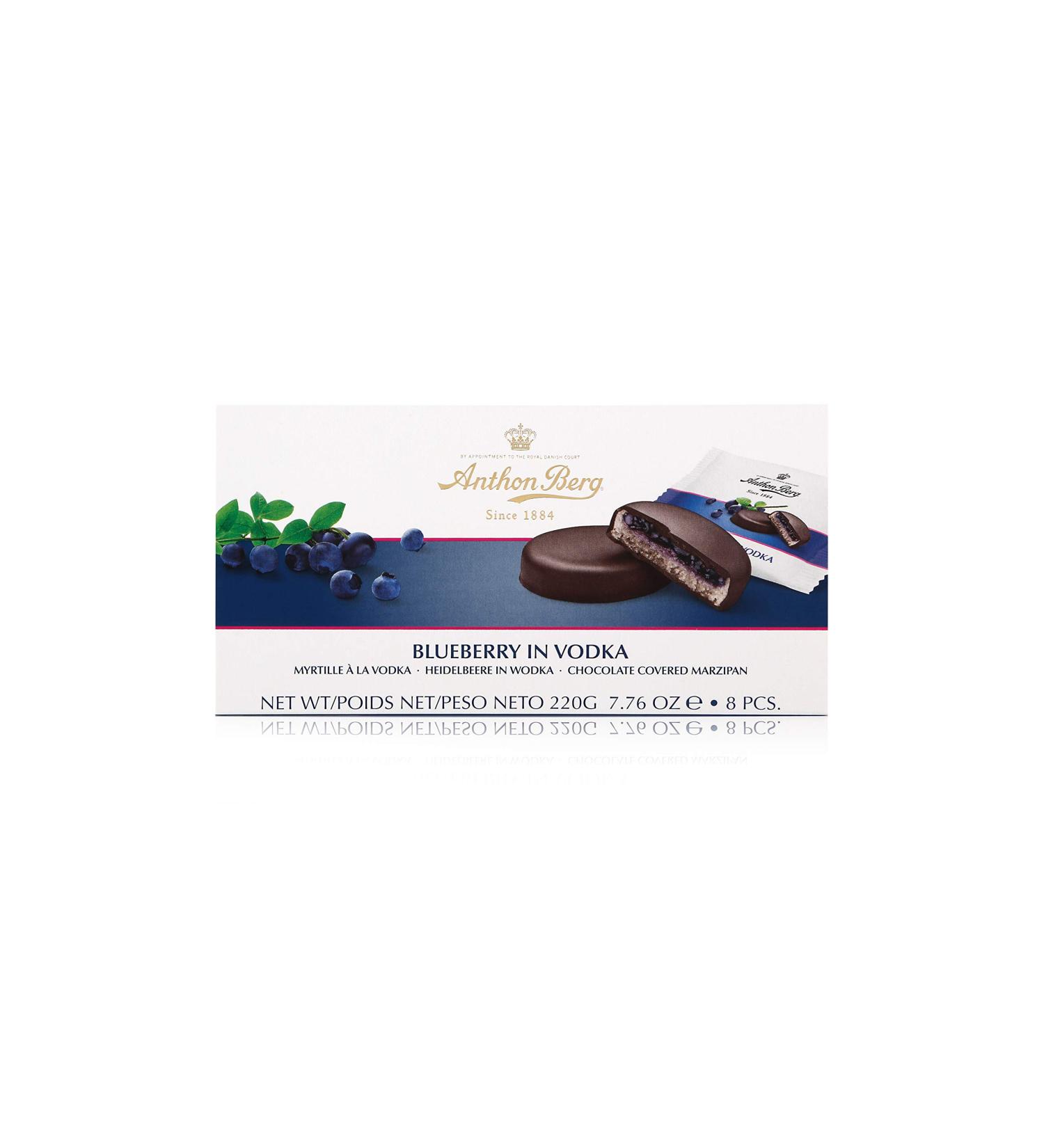 Anthon Berg Fruit in Marzipan Blueberry in Vodka - 220g Gourmet Marzipan Treats | International Shipping Available - Buy Online on GoSupps.com