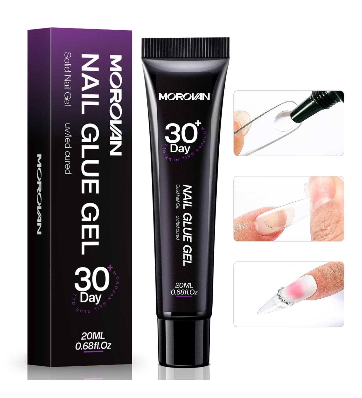 Morovan Solid Gel Nail Glue - 20ML Strong Clear Gel for Press-Ons Acrylic Nails & UV Nail Extensions - Buy Online on GoSupps.com