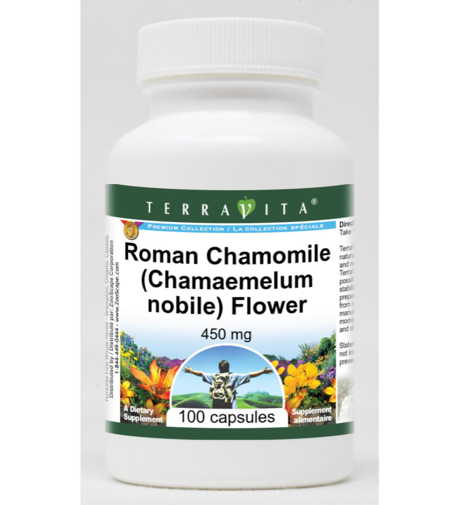 Roman Chamomile (Chamaemelum nobile) Flower - 450 mg (100 Capsules ZIN: 511282) - Buy Online on GoSupps.com