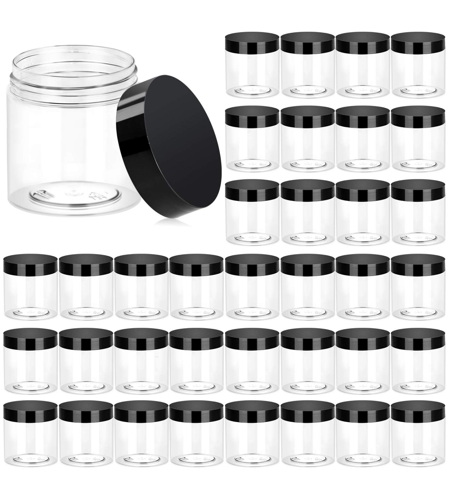 36 Pack 4 oz Clear Plastic Cosmetic Jars with Black Lids - Ideal for Lotion, Cream, Makeup, and Travel Storage - Buy Online on GoSupps.com