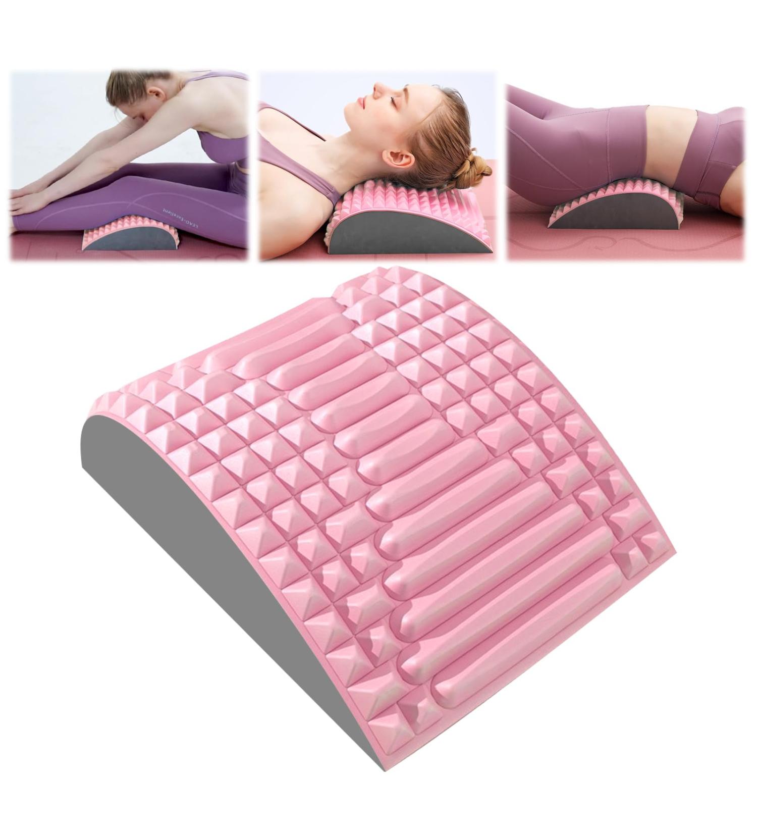 Horuili Neck and Back Stretcher | Pain Relief for Lower Back & Neck | Comfortable Back Extensor (Pink) - Buy Online on GoSupps.com
