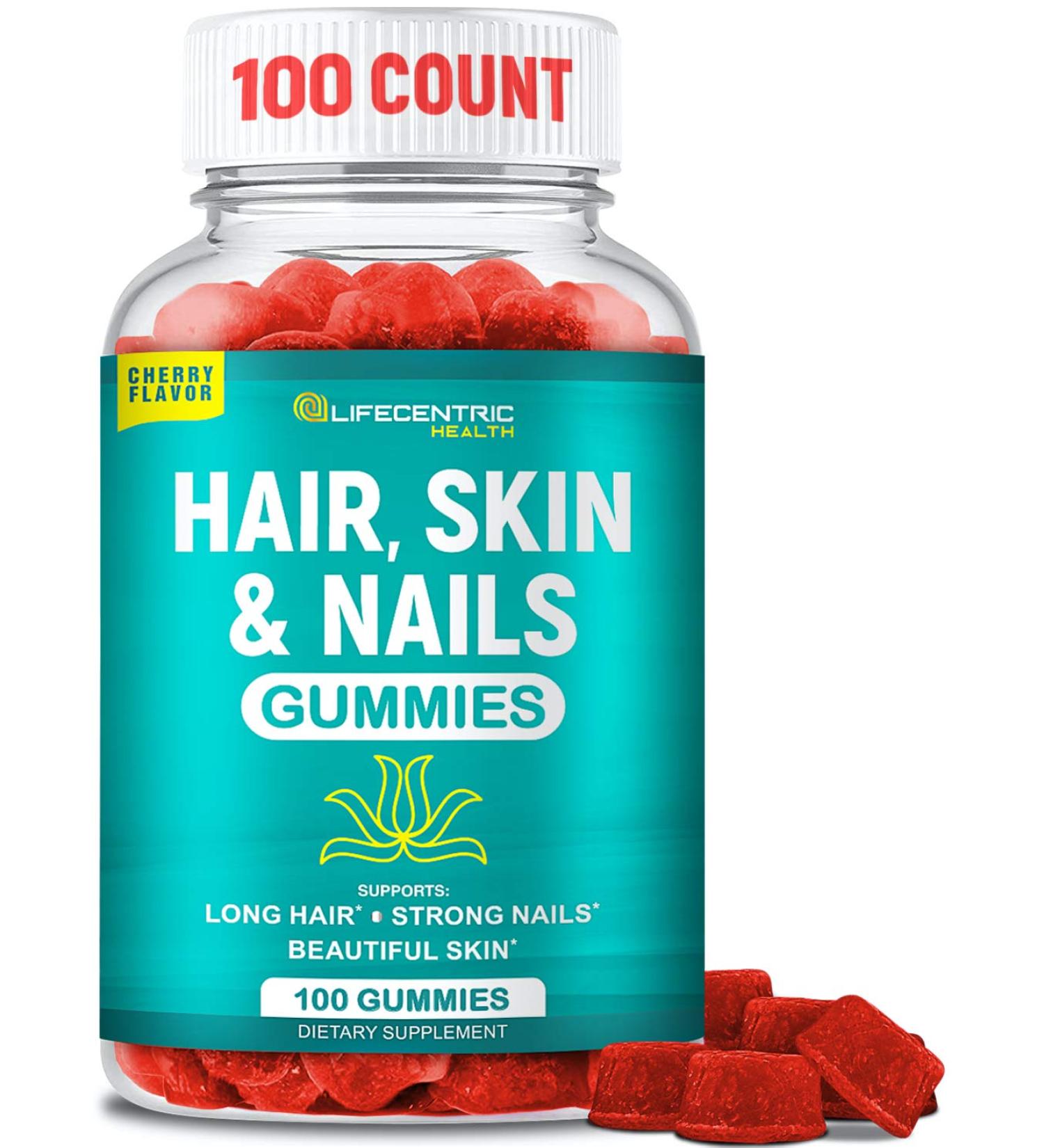 Hair Skin and Nails Gummies with High Potency Biotin 5000mcg | Gluten Free Hair Vitamins for Hair Growth | Tasty Gummies for Women, Men, and Kids - Buy Online on GoSupps.com
